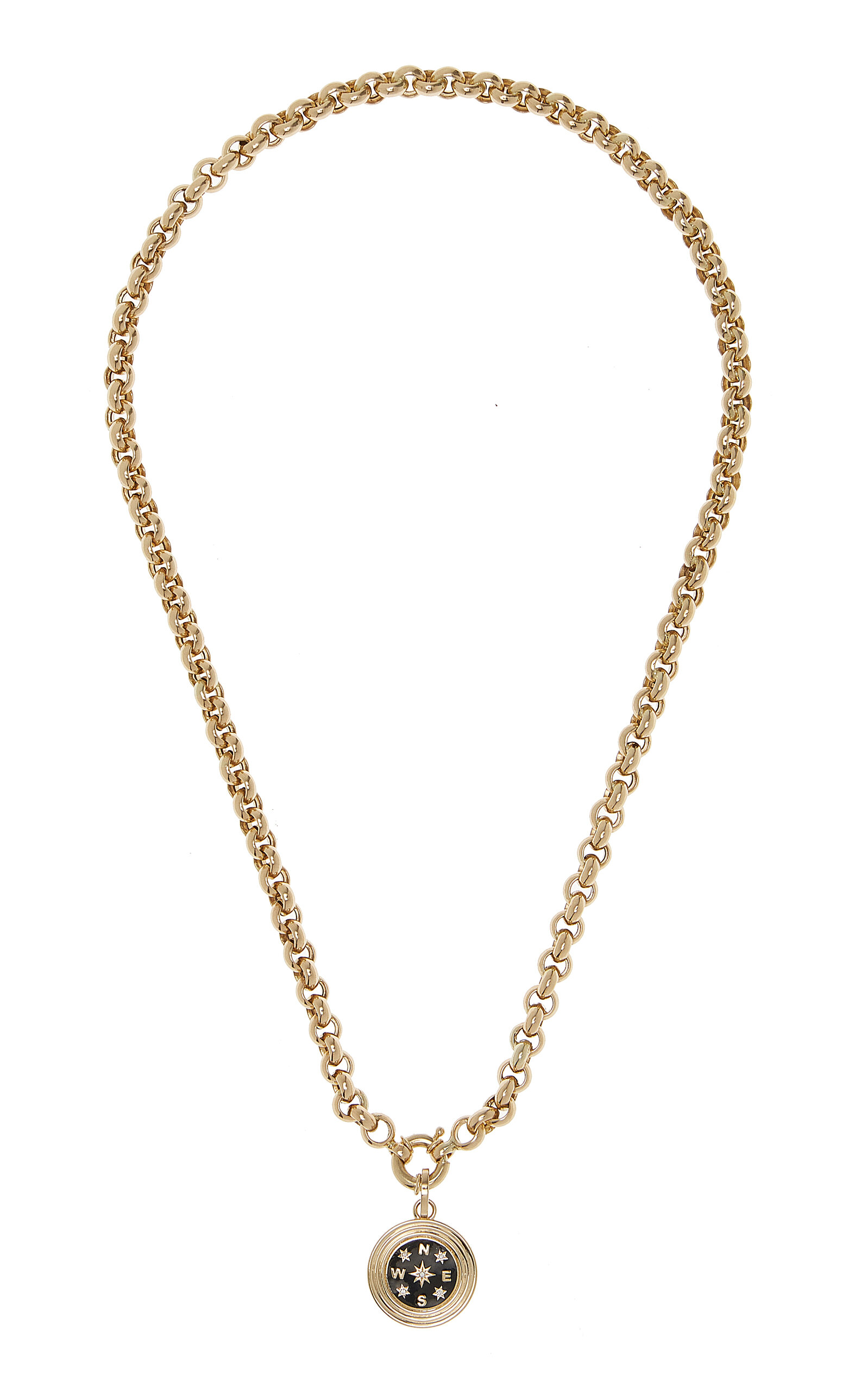 Adina Reyter 14k Yellow Gold Diamond And Ceramic Compass Necklace