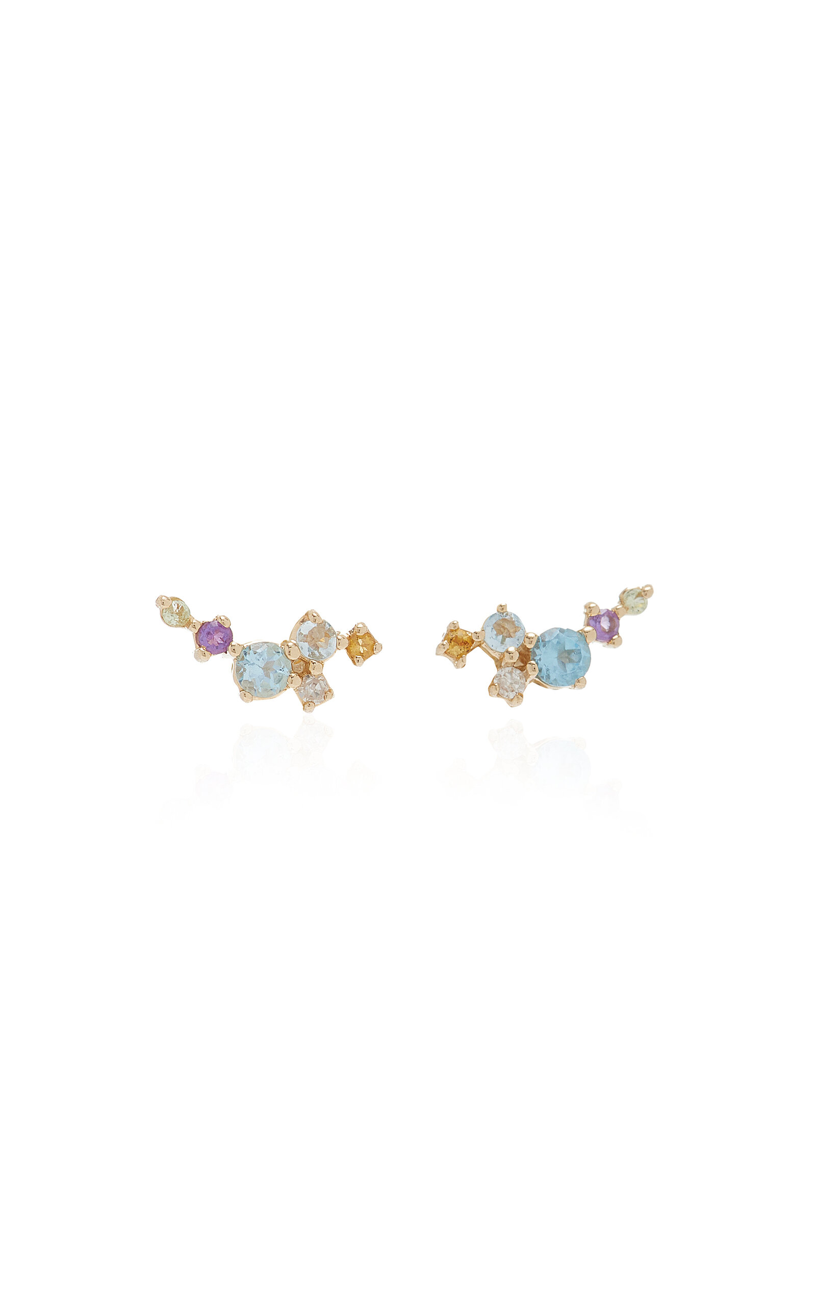 Adina Reyter 14k Yellow Gold Multi-stone Scattered Bubbles Earrings In Blue