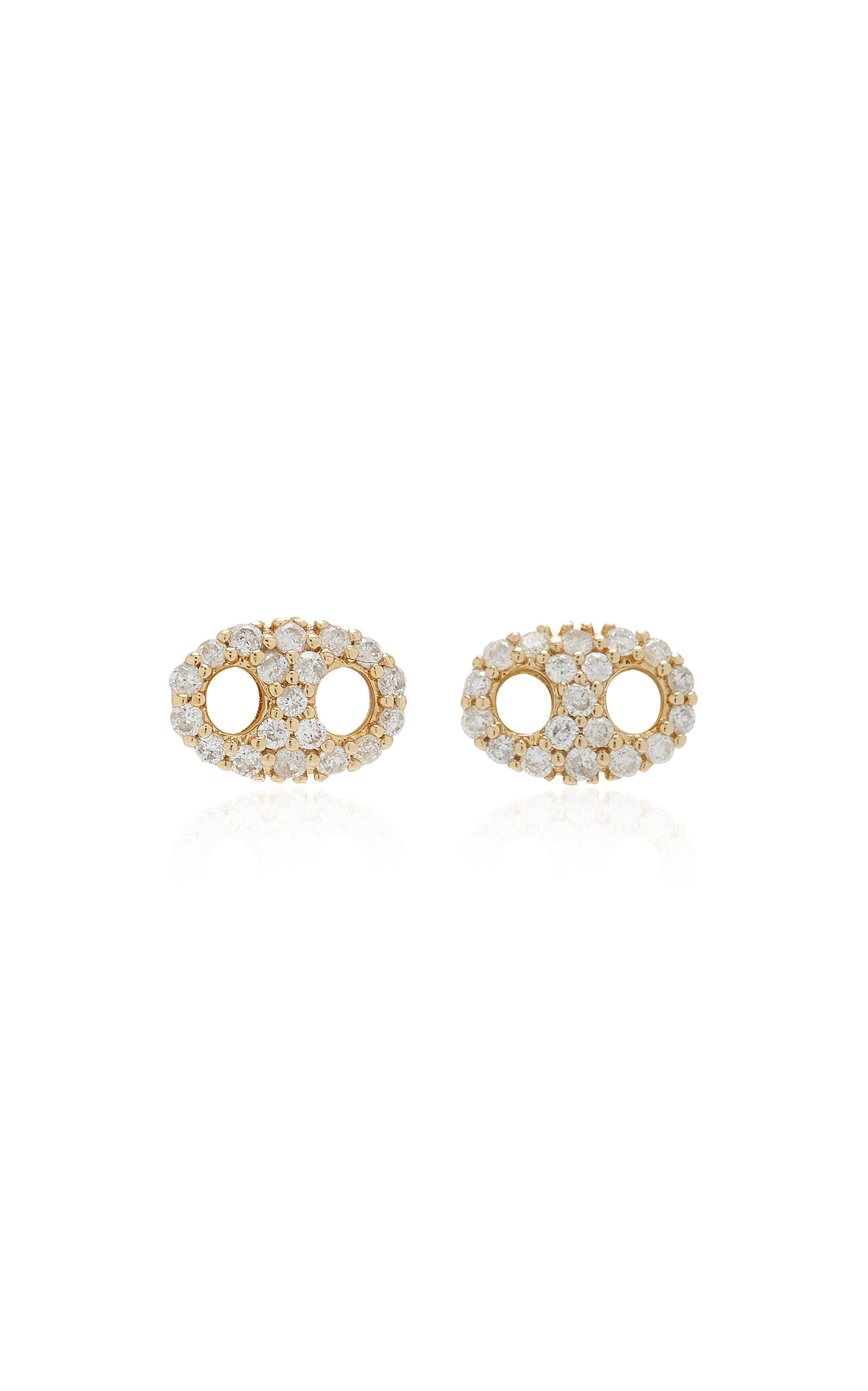 Adina Reyter 14k Gold Tiny Pave Diamond Mariner Post Earrings