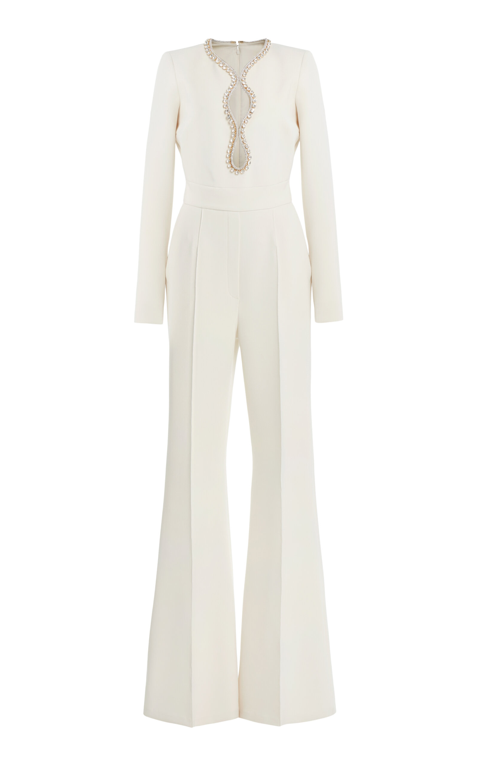 Shop Elie Saab Embellished Cady Jumpsuit In White