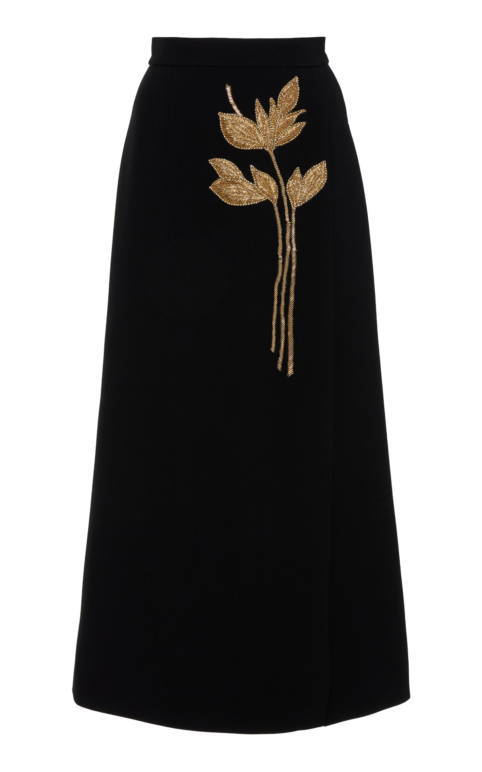 Elie Saab Embroidered Cady Midi Skirt - Black