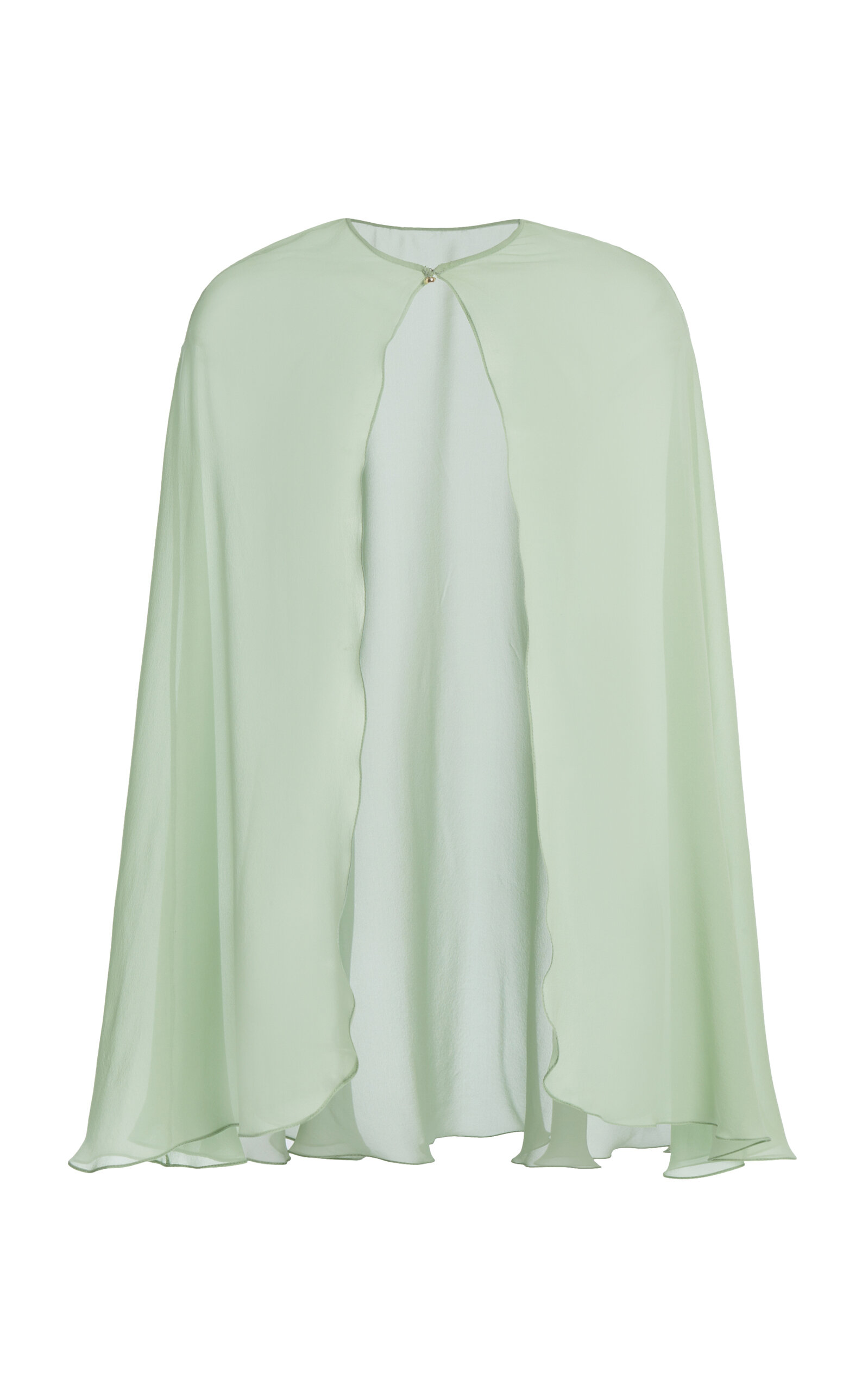 Shop Elie Saab Silk Cape In Turquoise