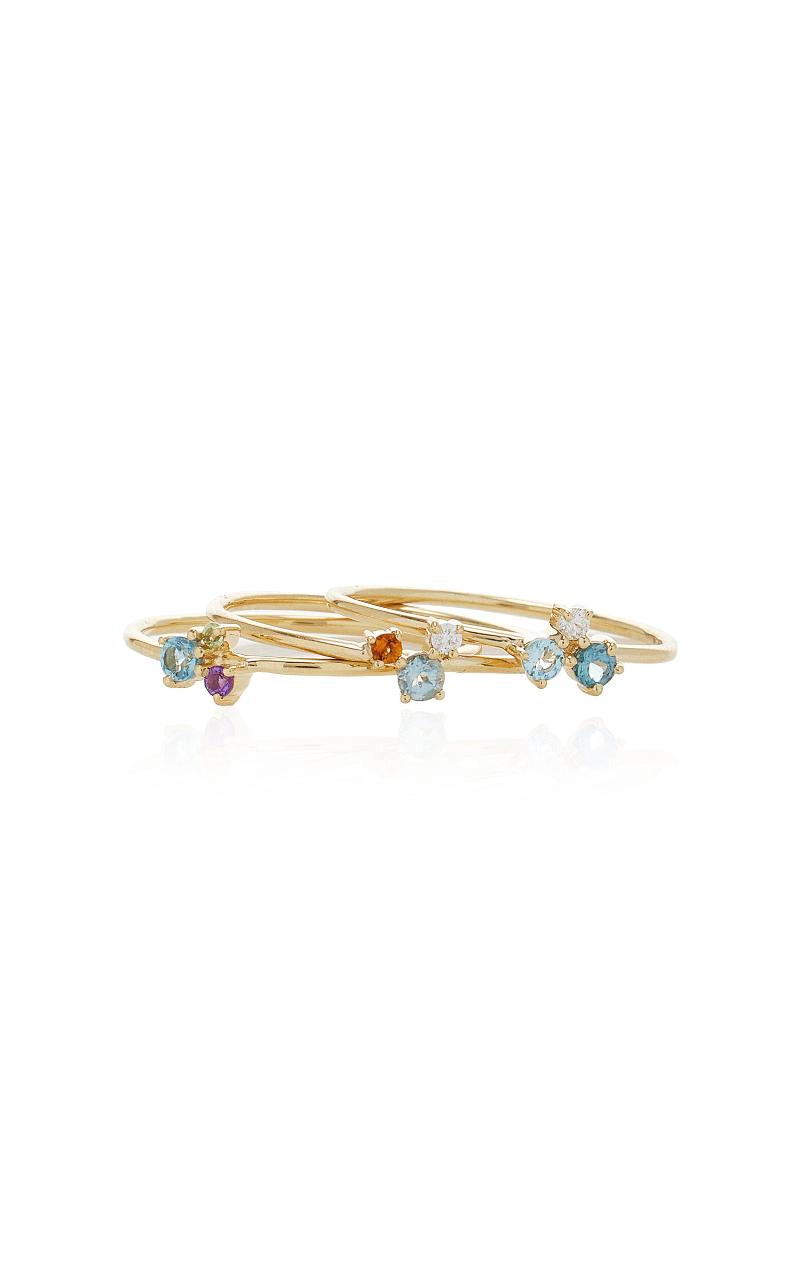 Adina Reyter Set-of-three 14k Yellow Gold Multi-stone Bubbles Ring