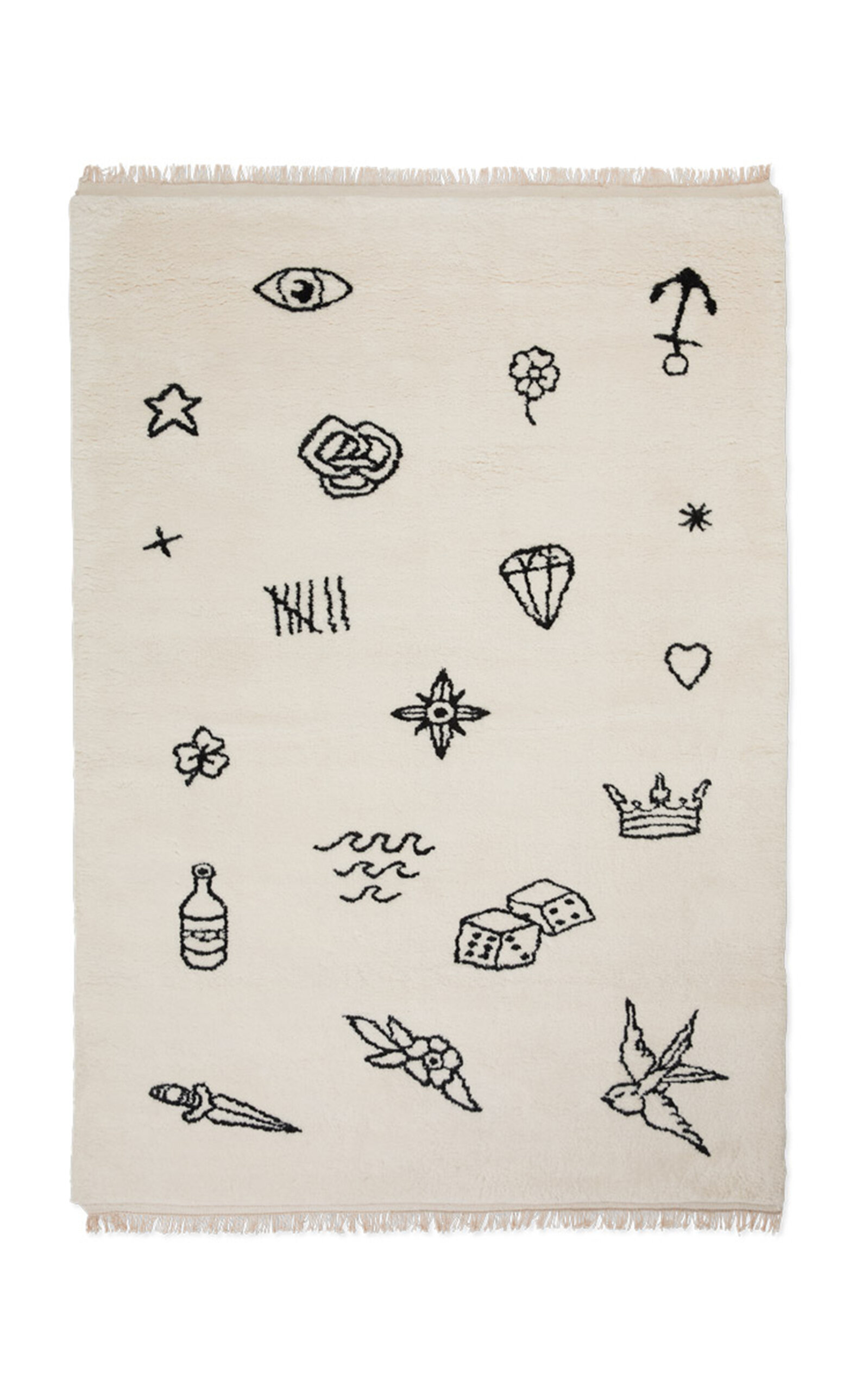 NORDIC KNOTS NOMAD BY NORDIC KNOTS; SHAGGY AREA RUG IN CREAM; SIZE 4' X 6'