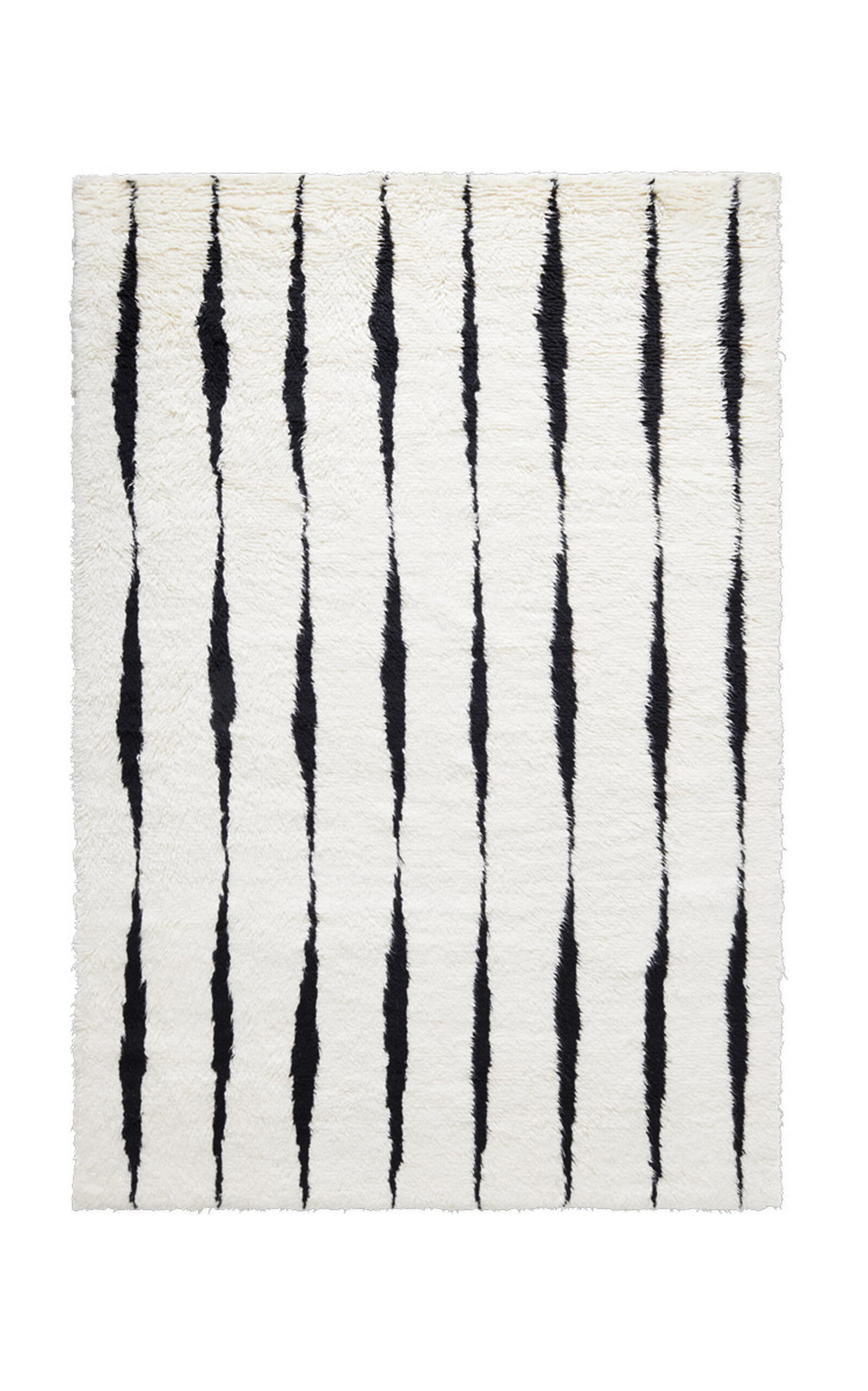Nordic Knots Fjord By ; Shaggy Area Rug In Cream/black; Size 8' X 10' In Off-white