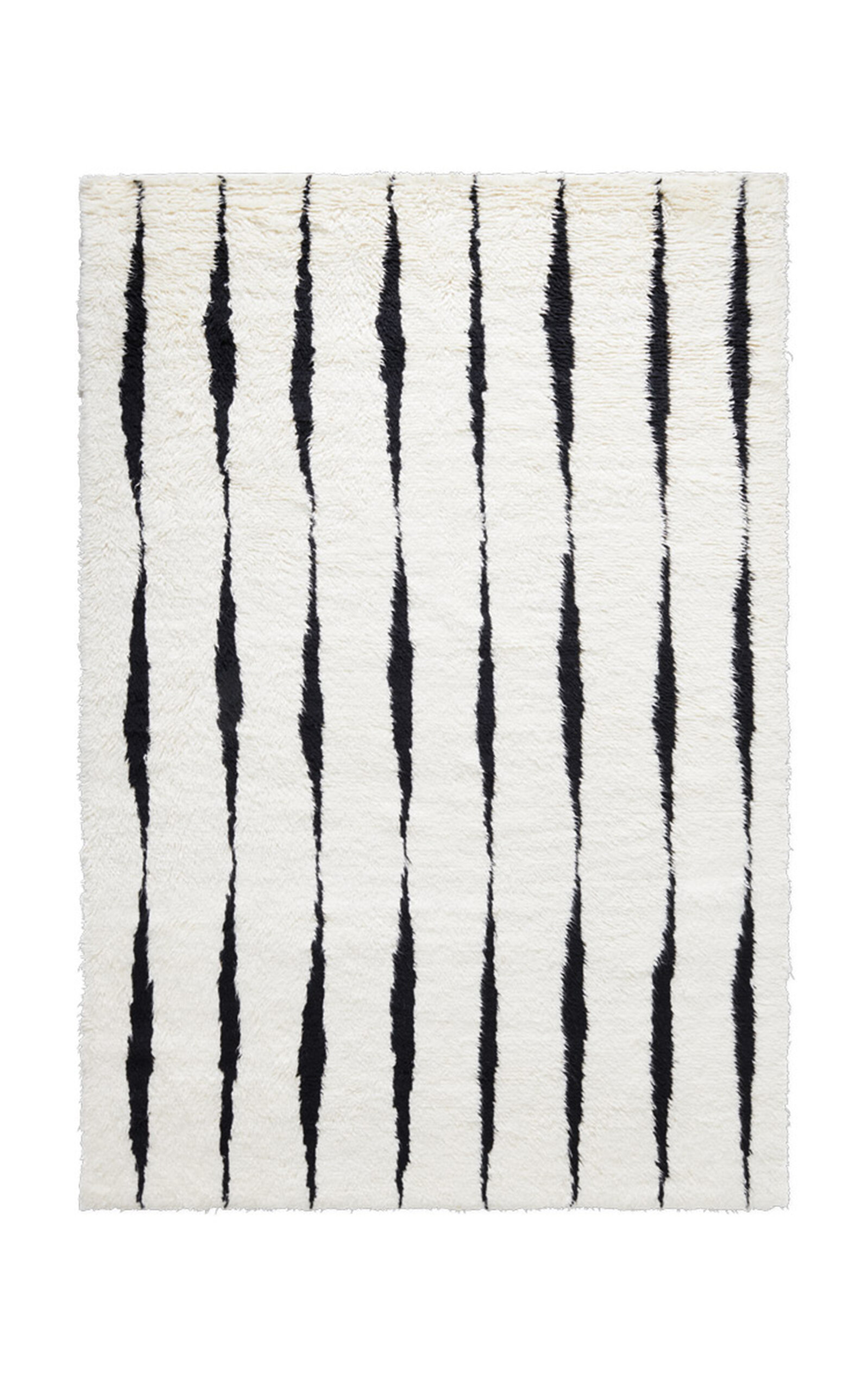 Nordic Knots Fjord By ; Shaggy Area Rug In Cream/black; Size 6' X 9' In Off-white
