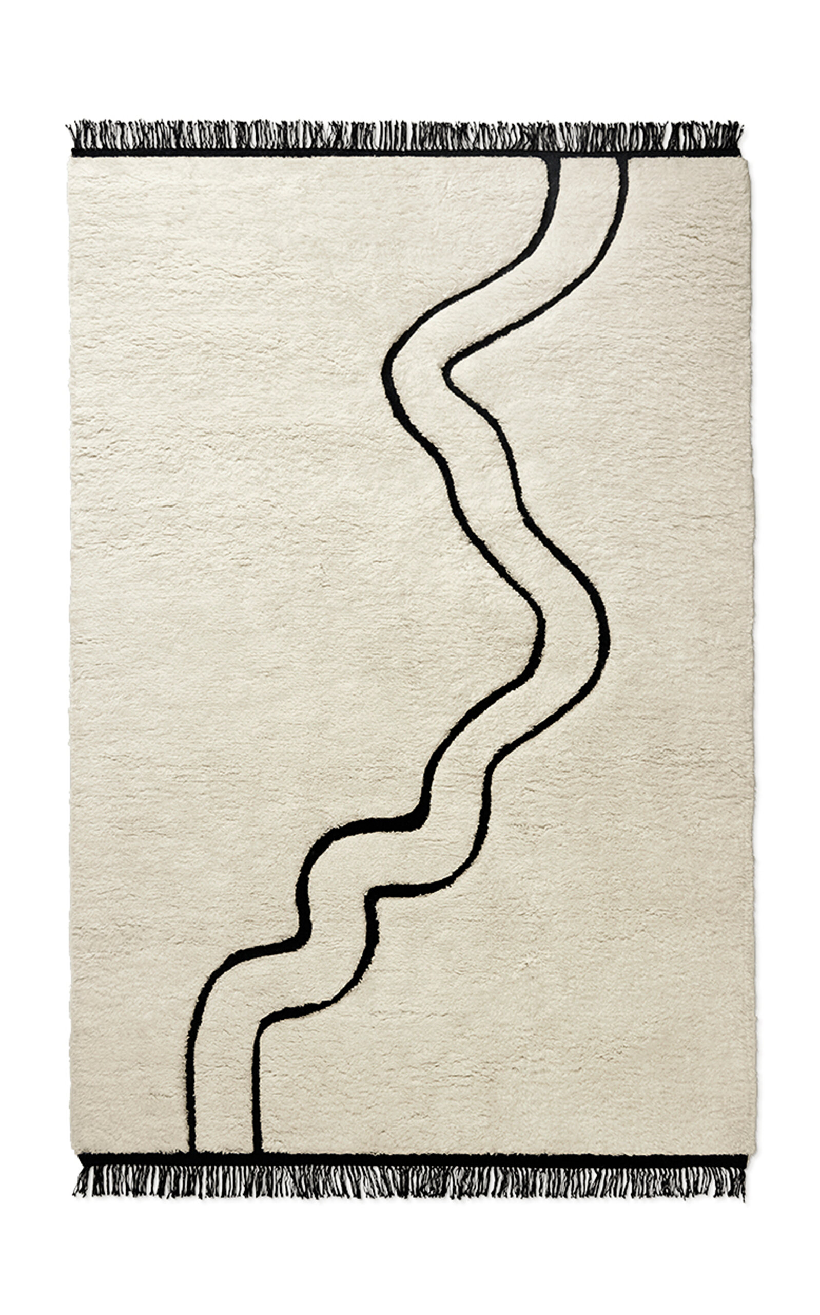 Nordic Knots River By ; Shaggy Area Rug In Mud White; Size 8' X 10' In Off-white