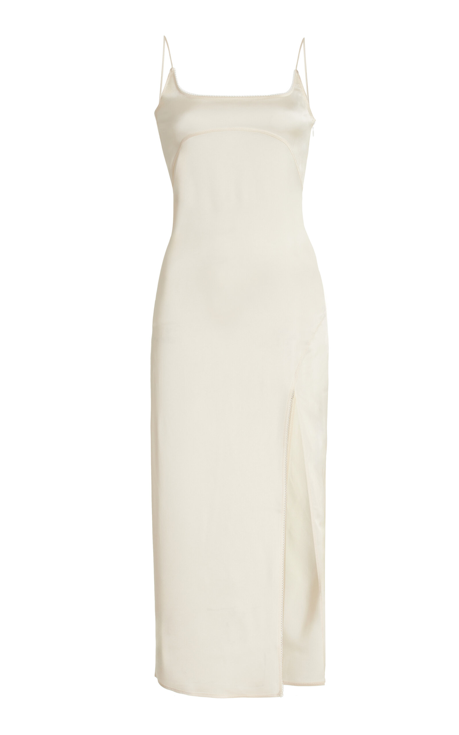 Shop Jacquemus Notte Satin Midi Slip Dress In White