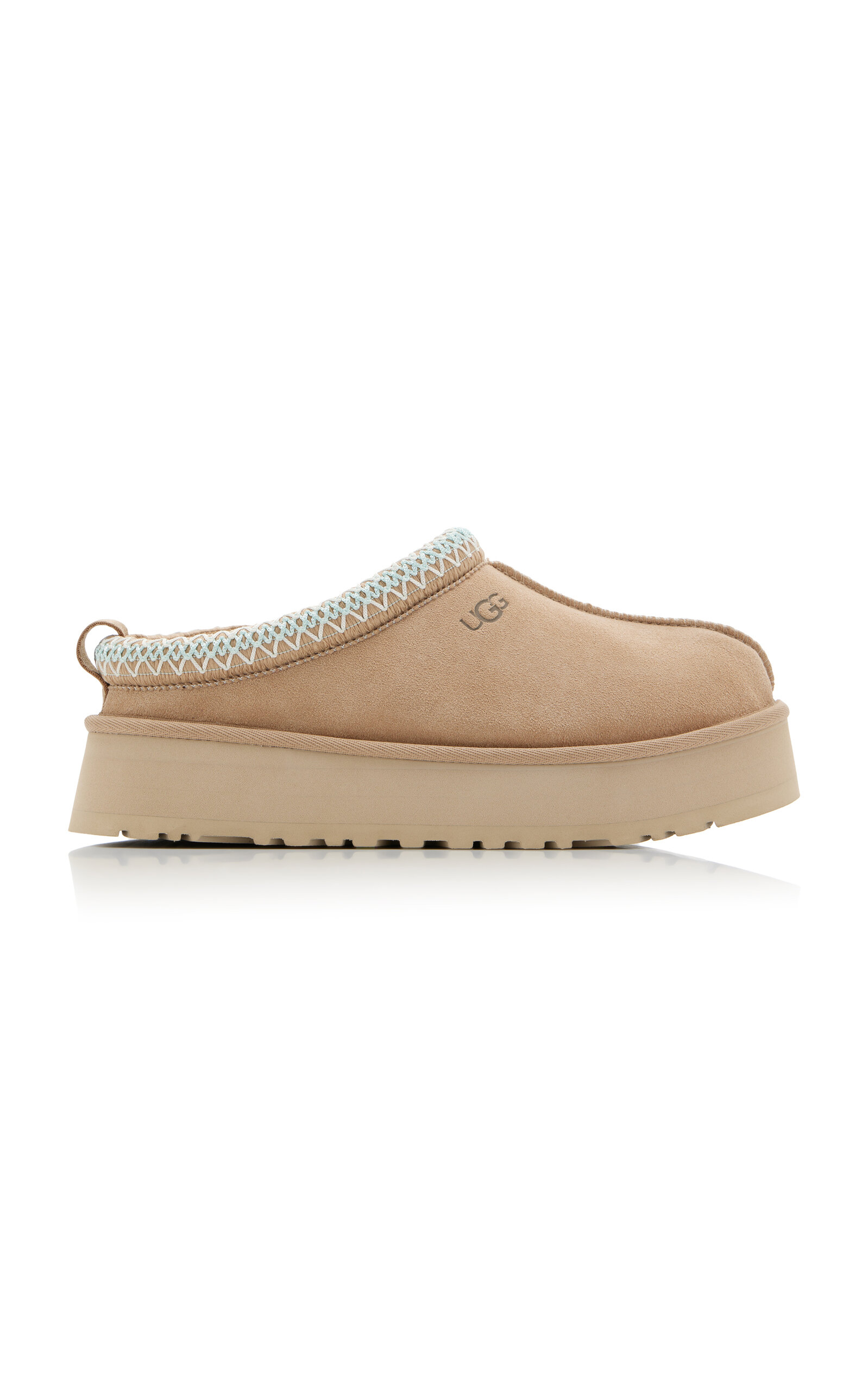 Shop Ugg Tazz Suede Platform Slippers In Neutral