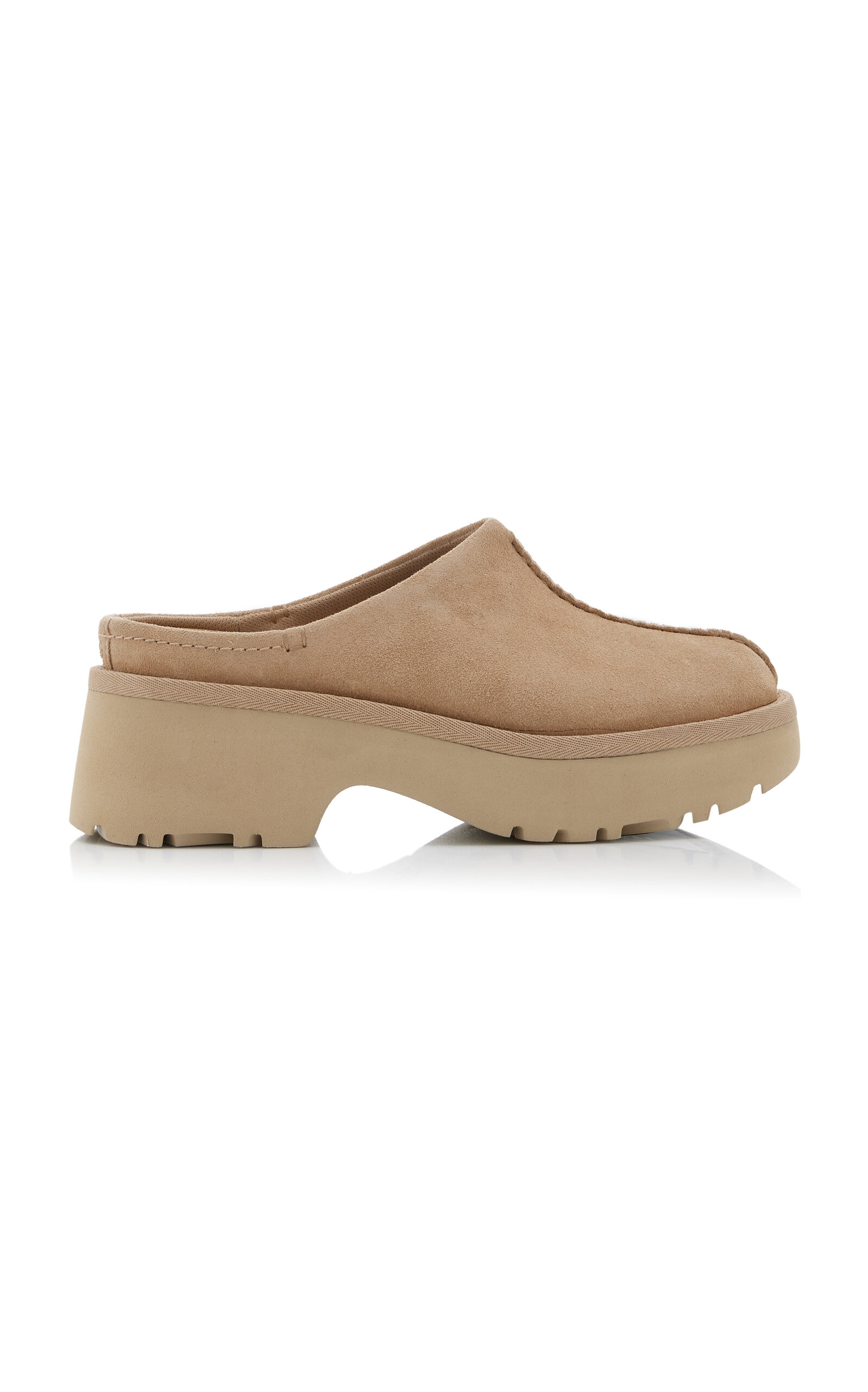 Shop Ugg New Heights Suede Clogs In Neutral