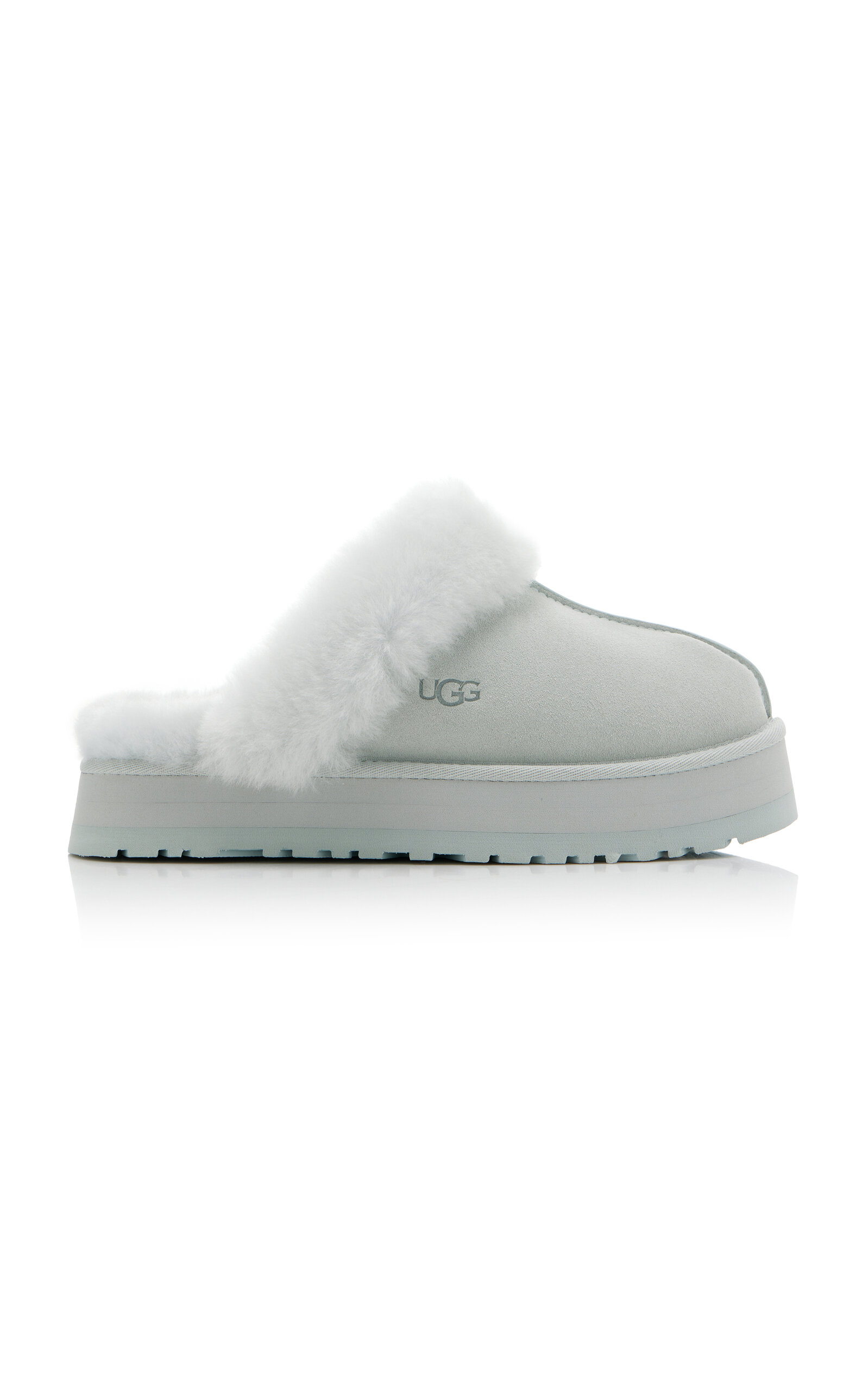 Ugg Disquette Suede Platform Slippers In Grey