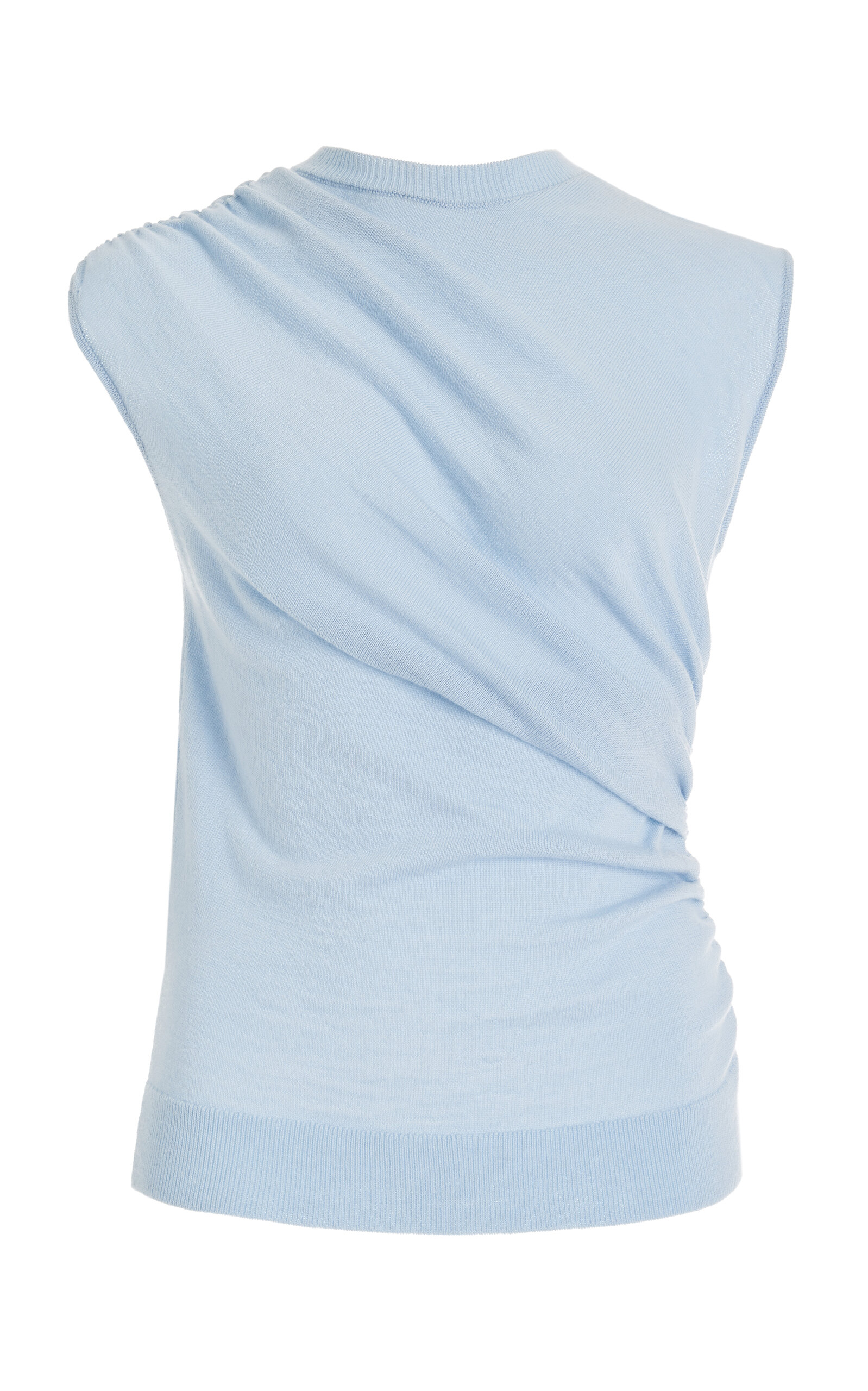 Tove Vita Ruched Knit-Wool Top - Blue