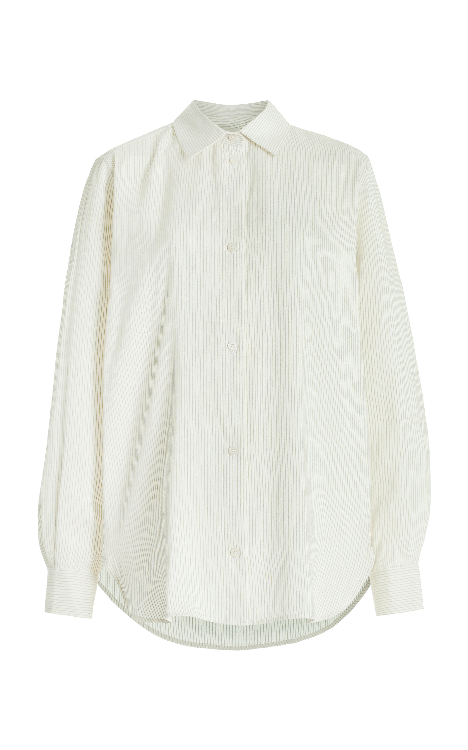 Shop Tove Amal Oversized Striped Linen-silk Shirt In White