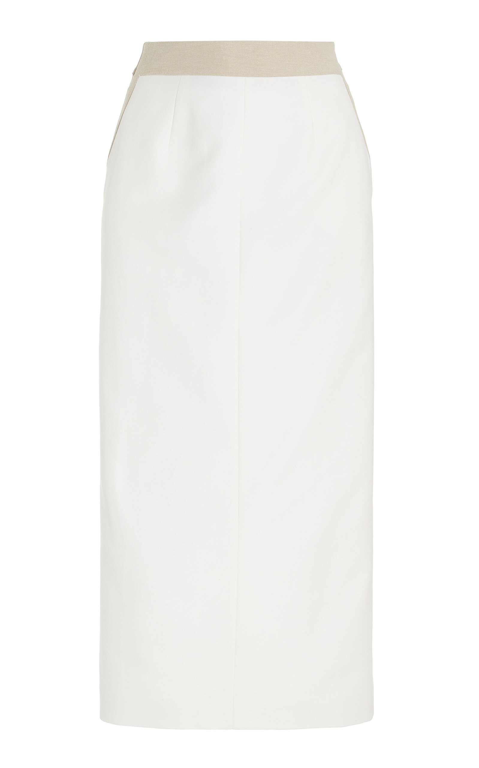 Tove Lita Crepe Column Midi Skirt In Ivory