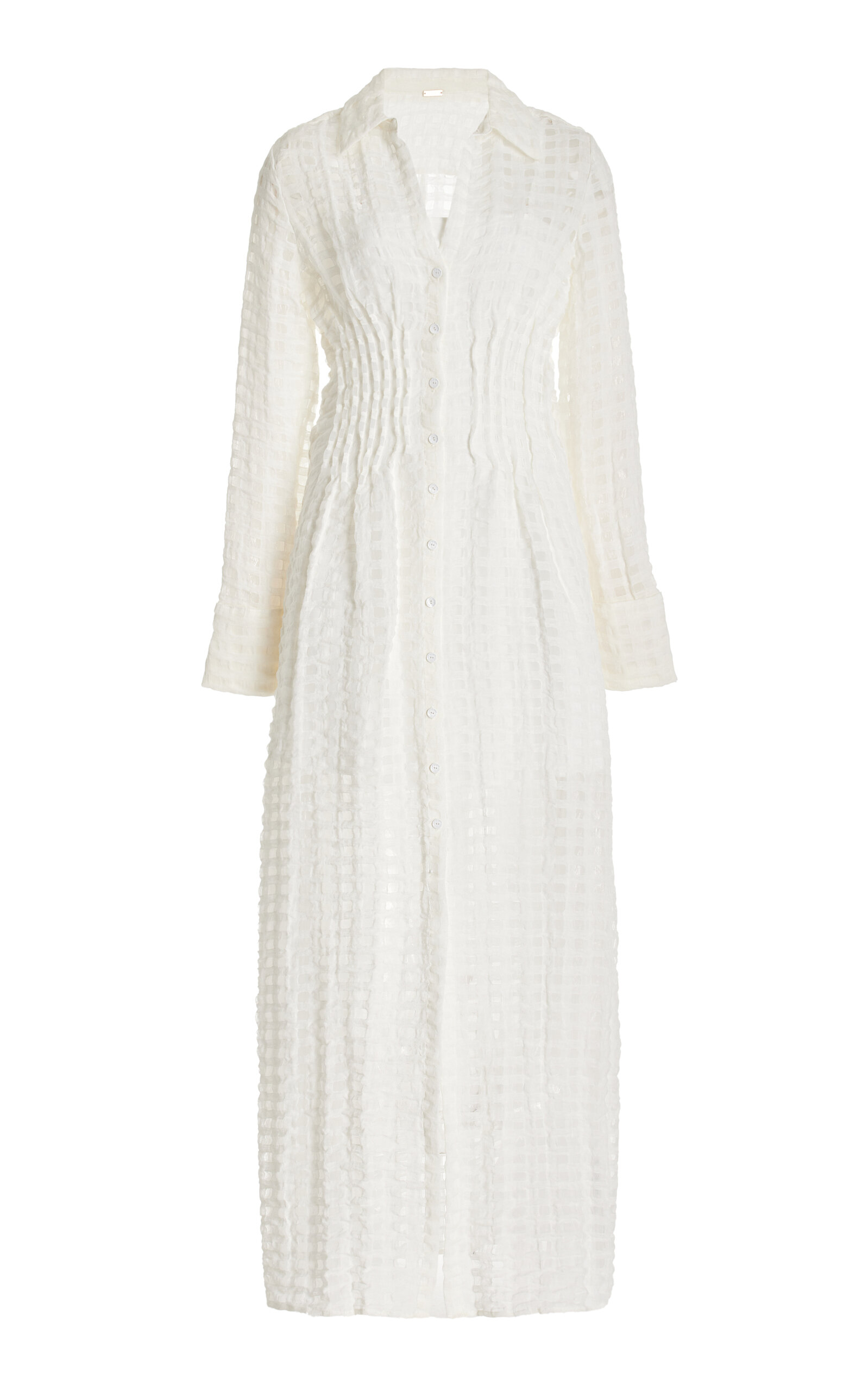 Shop Cult Gaia Pernille Gathered Linen-blend Maxi Dress In White