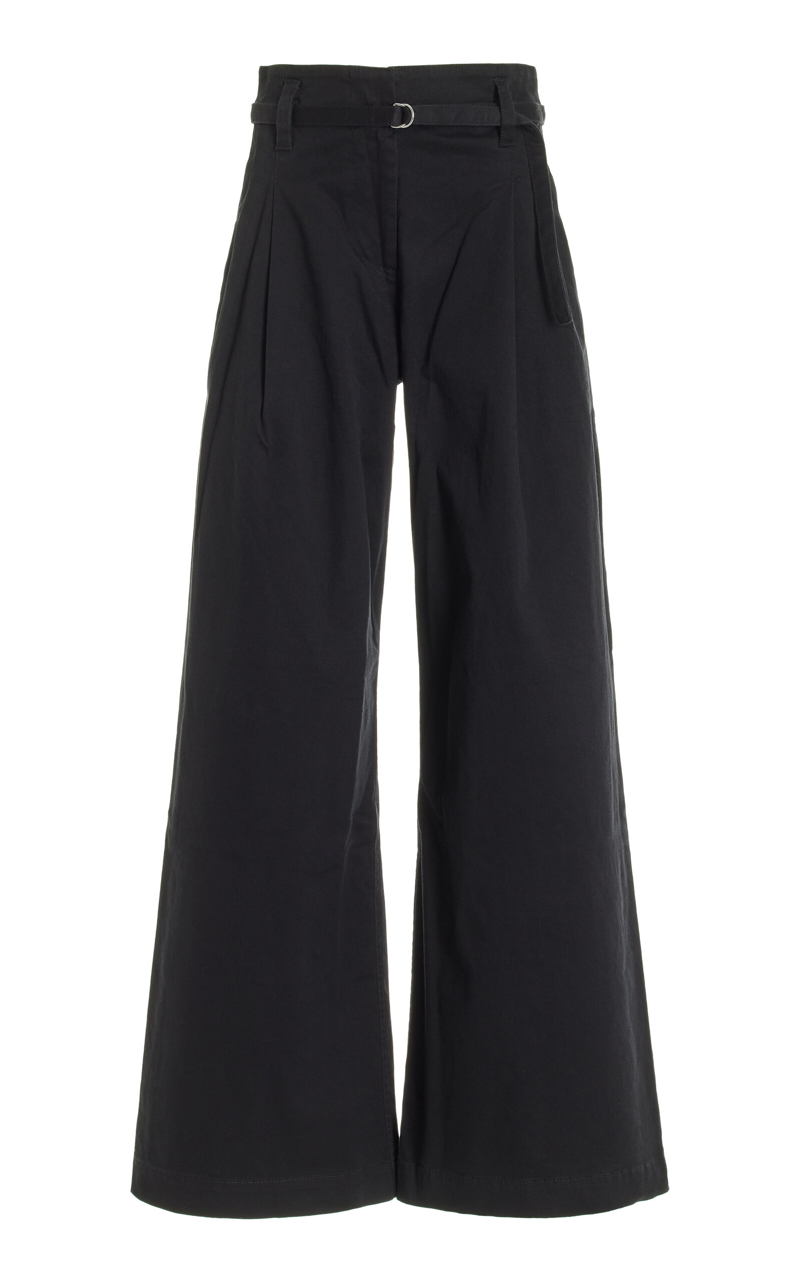 Proenza Schouler White Label Raver High-rise Cotton Twill Wide-leg Pants In Black