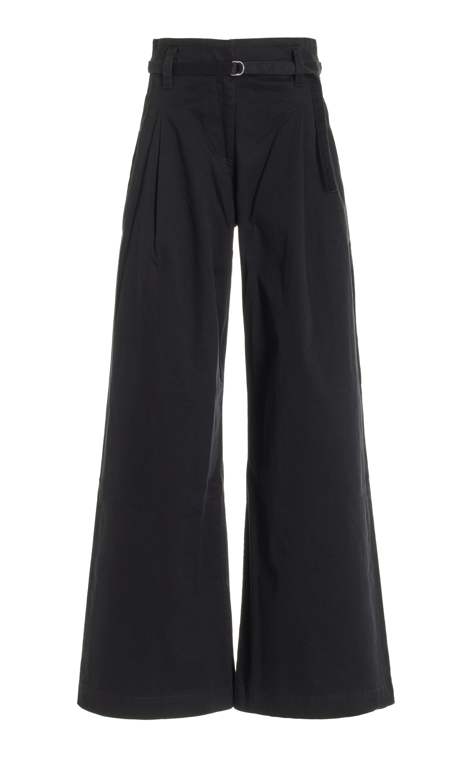 Proenza Schouler White Label Raver High-Rise Cotton Twill Wide-Leg Pants - Black
