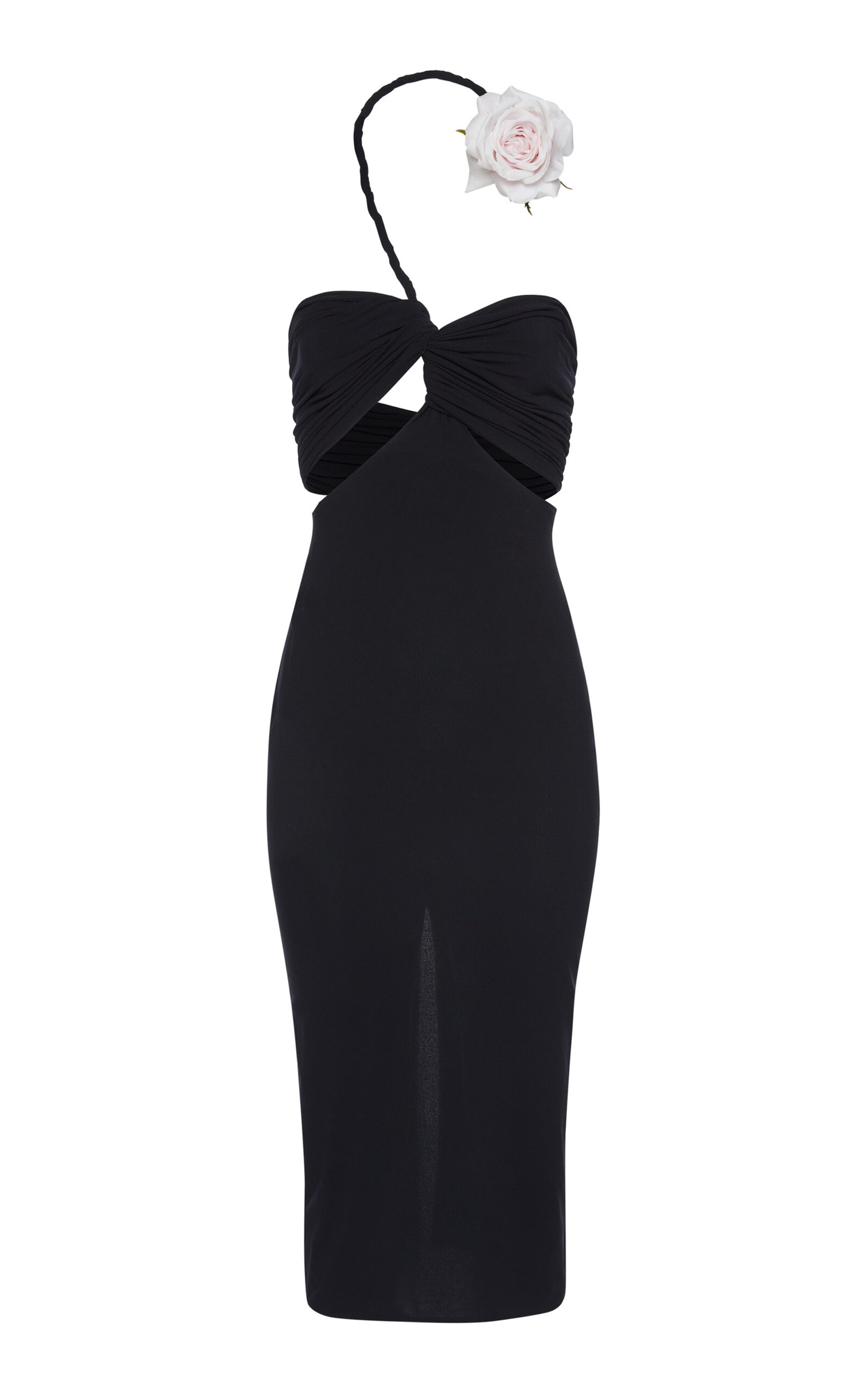 Shop Magda Butrym Asymmetrical Cutout Midi Dress In Black