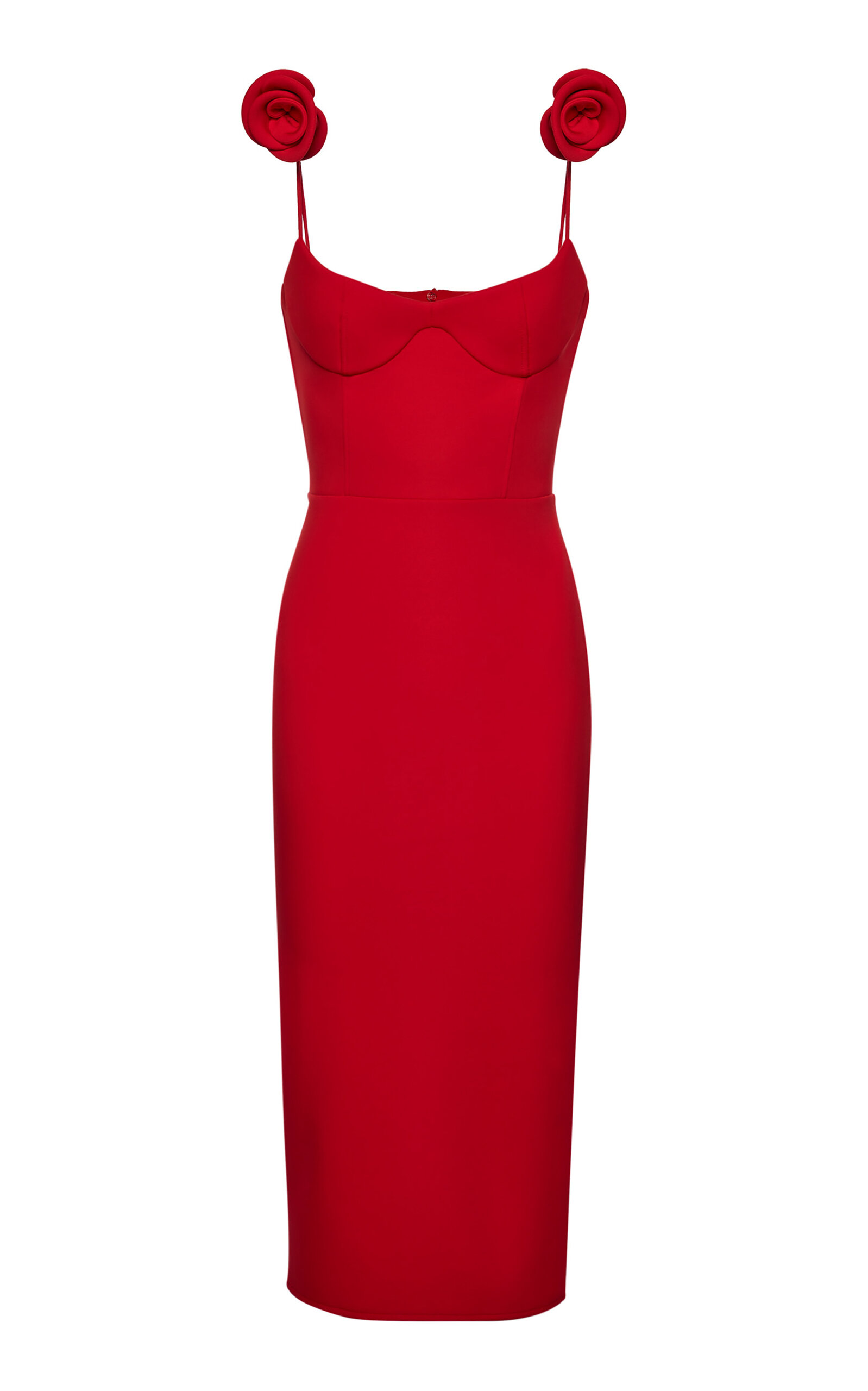Shop Magda Butrym Rose-detailed Midi Dress In Red
