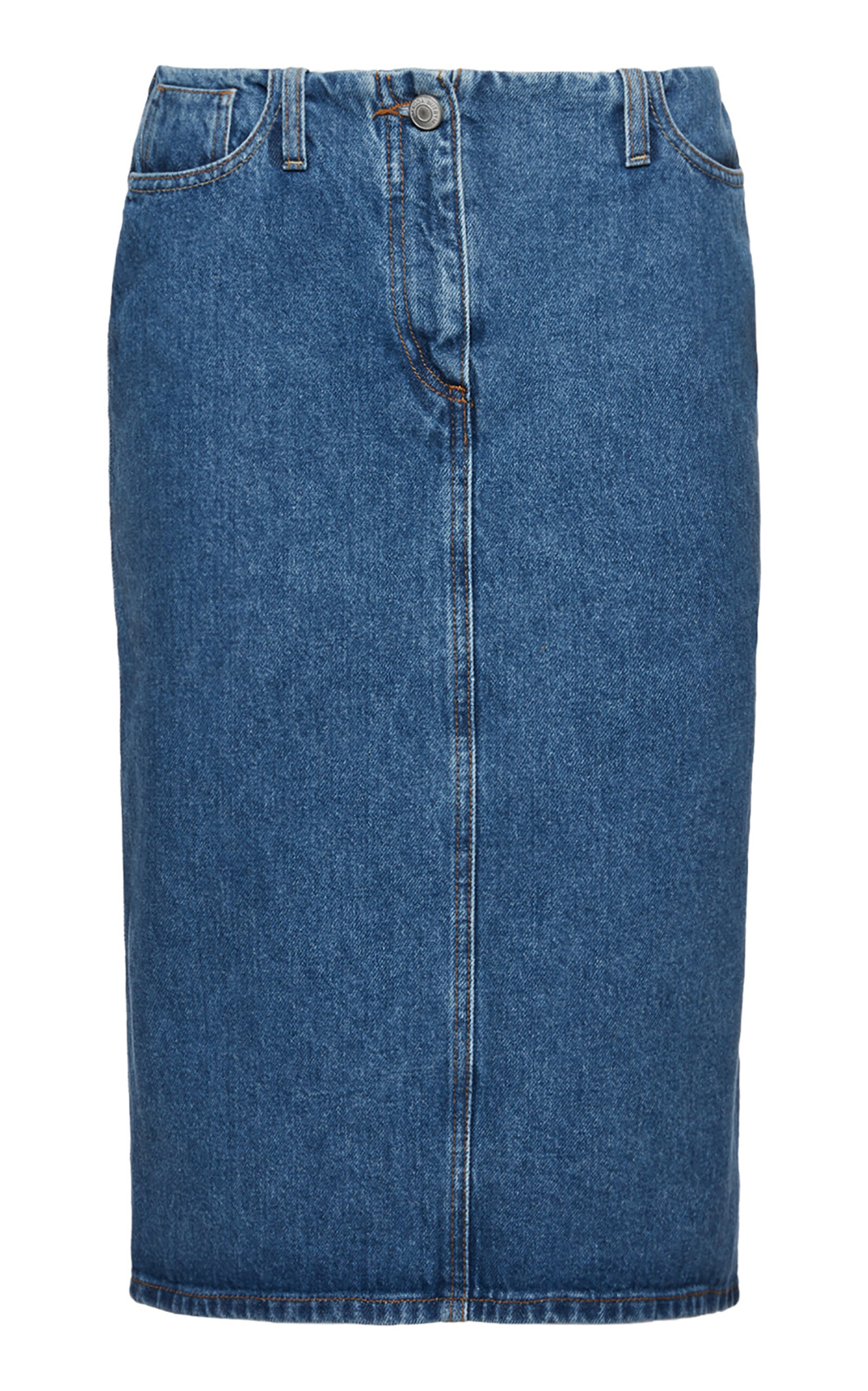 Shop Magda Butrym Denim Midi Skirt In Blue
