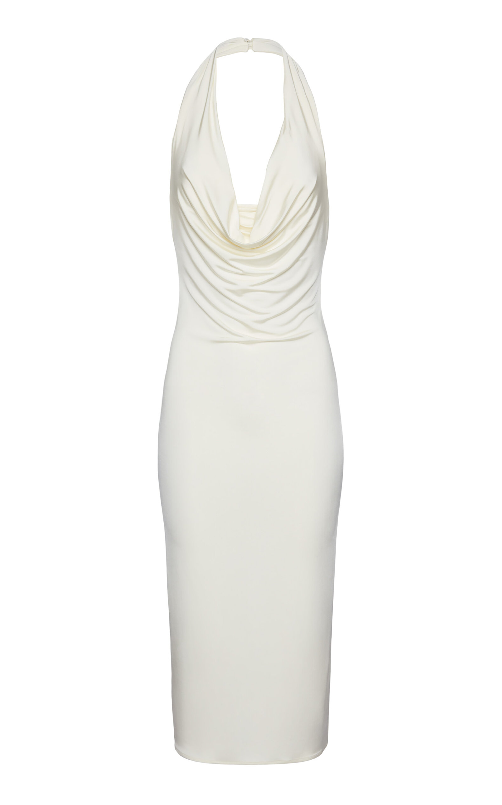 Shop Magda Butrym Draped Halter Midi Dress In Off-white