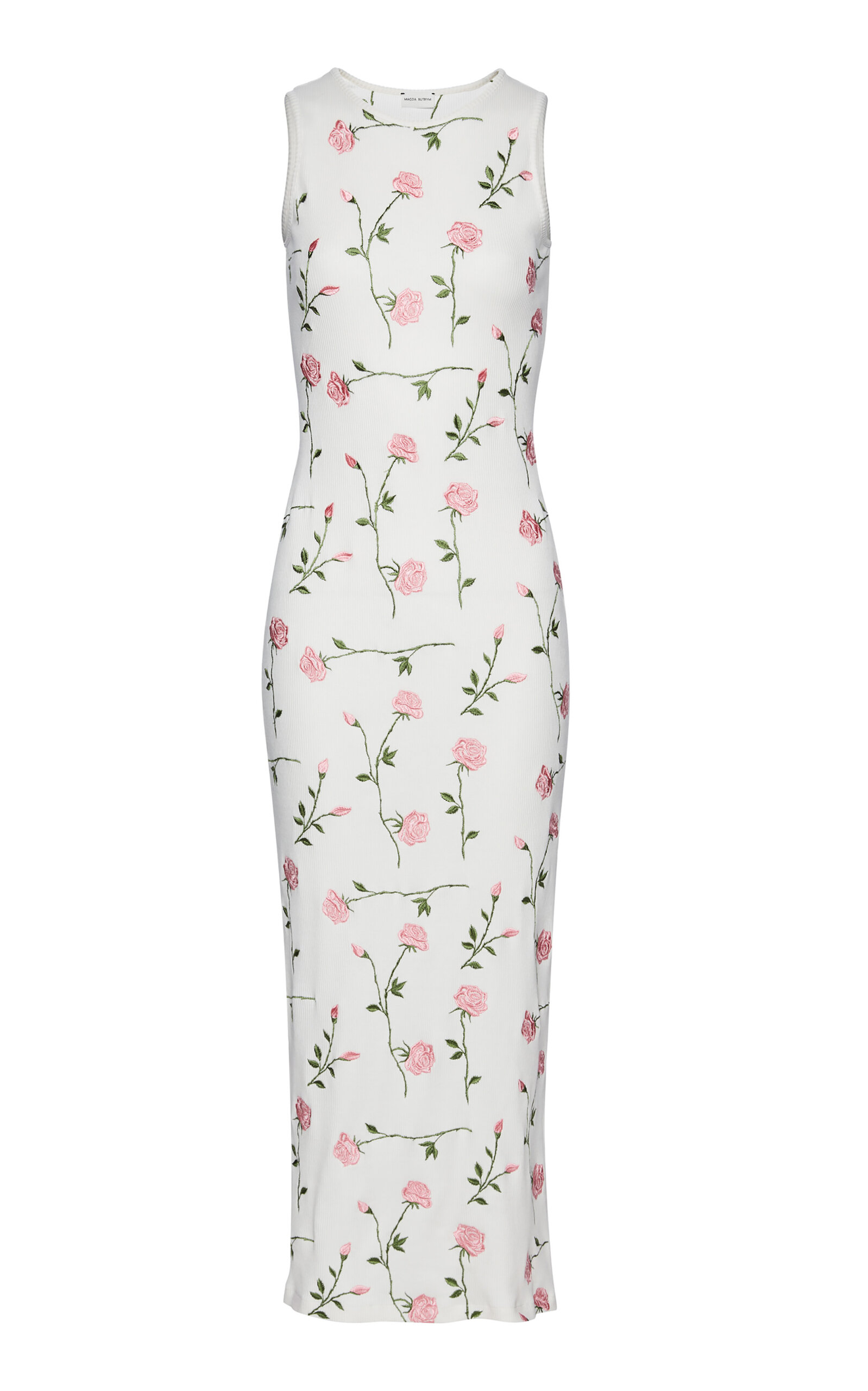 Shop Magda Butrym Embroidered Cotton-blend Midi Dress In Off-white