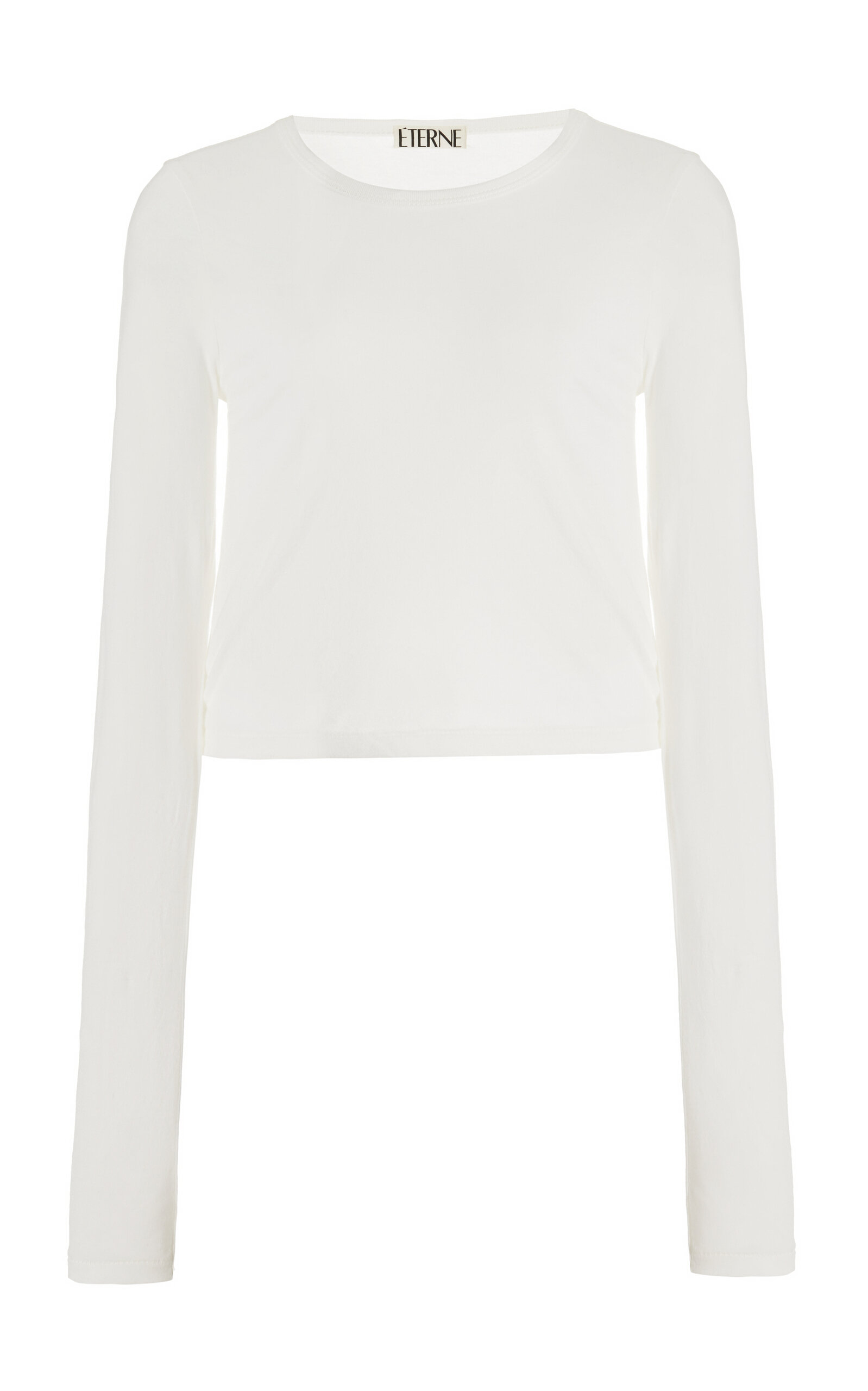 Shop Éterne Long Sleeve Cotton Modal Top In Ivory