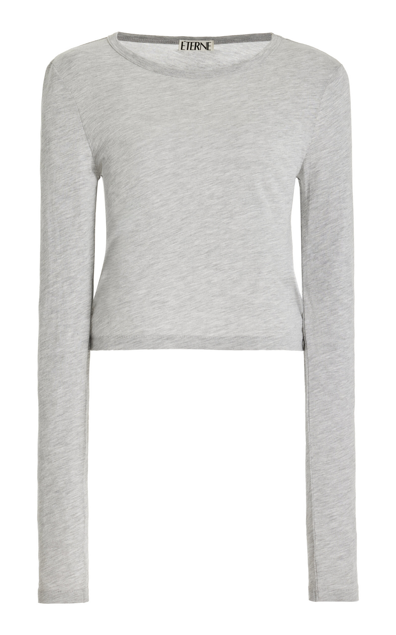 Shop Éterne Long Sleeve Cotton Modal Top In Grey
