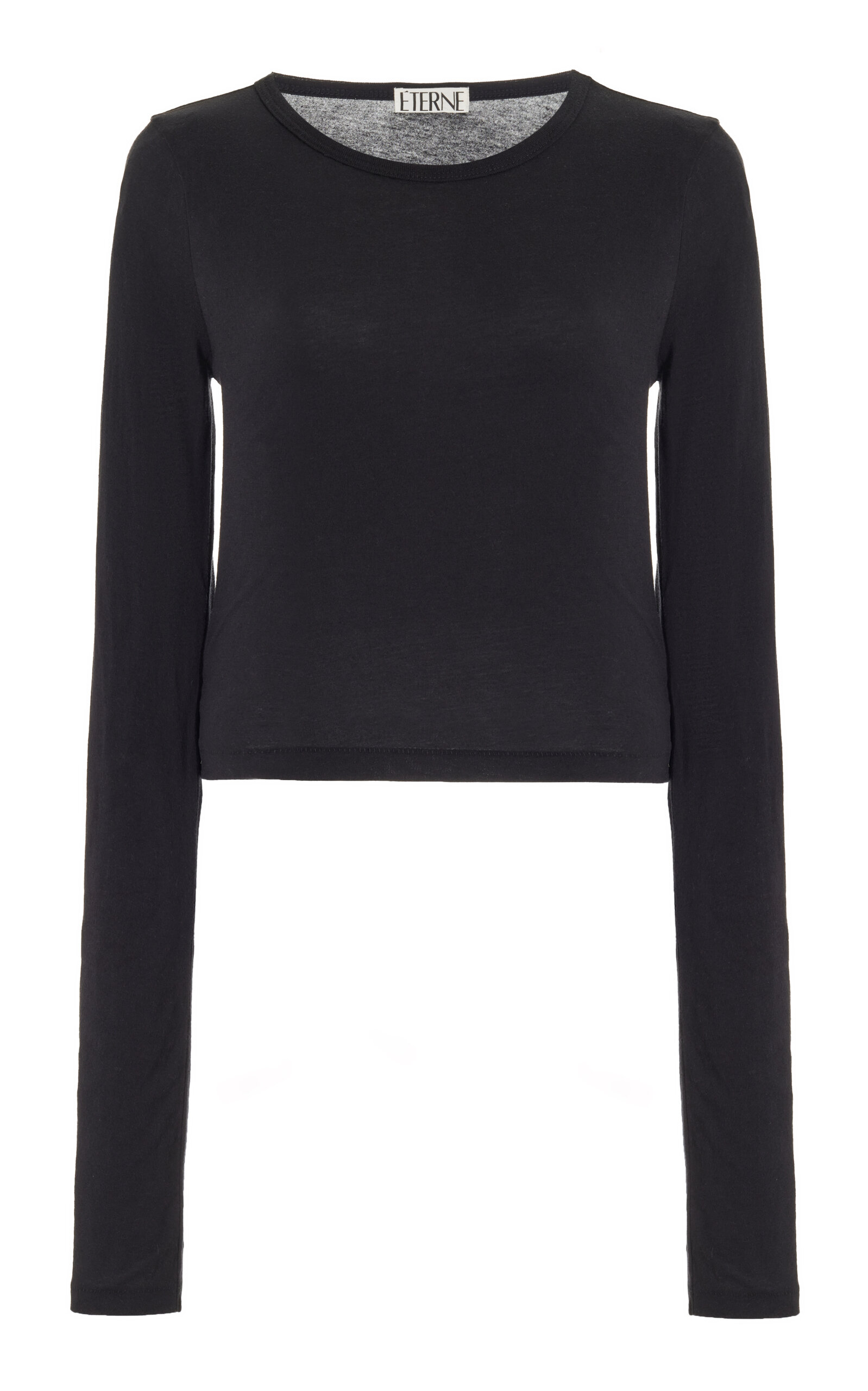 Shop Éterne Long Sleeve Cotton Modal Top In Black