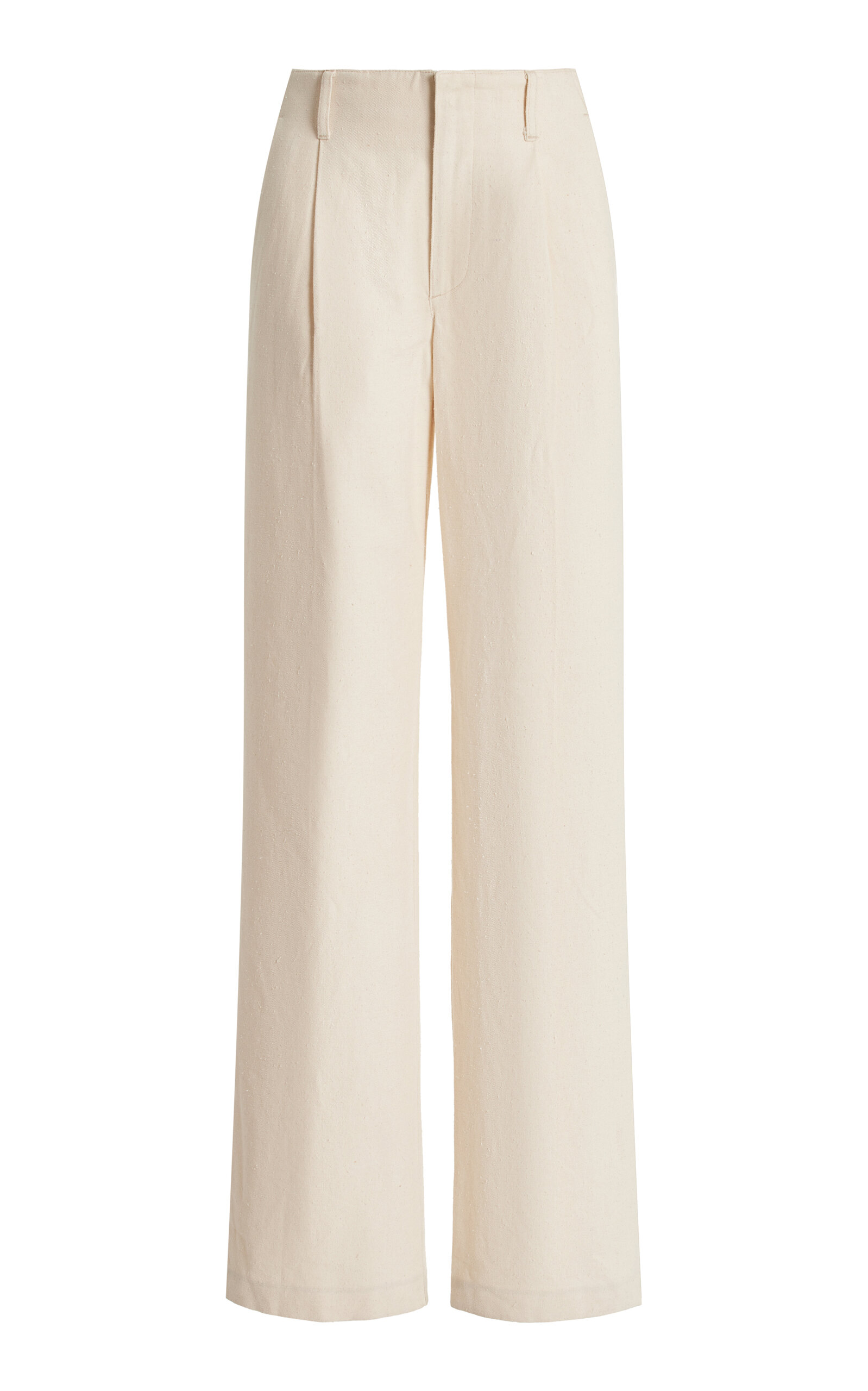 Shop Loulou Studio Jiva Low-rise Cotton-blend Wide-leg Pants In White
