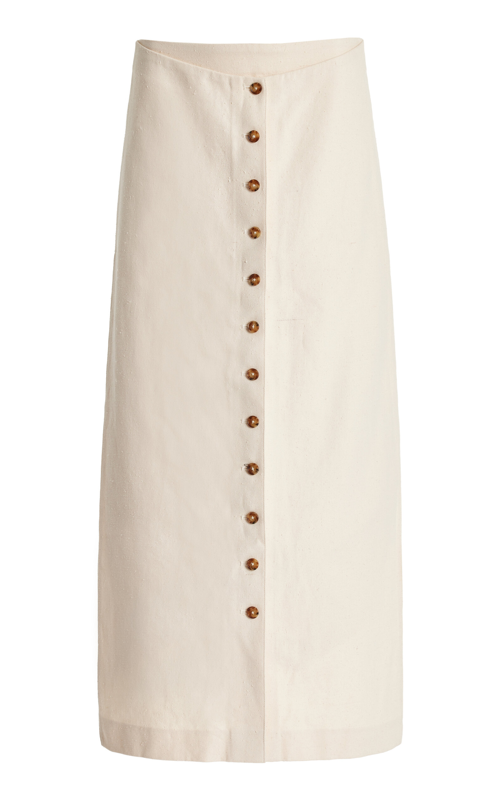 Shop Loulou Studio Atri Buttoned Cotton-blend Maxi Skirt In White