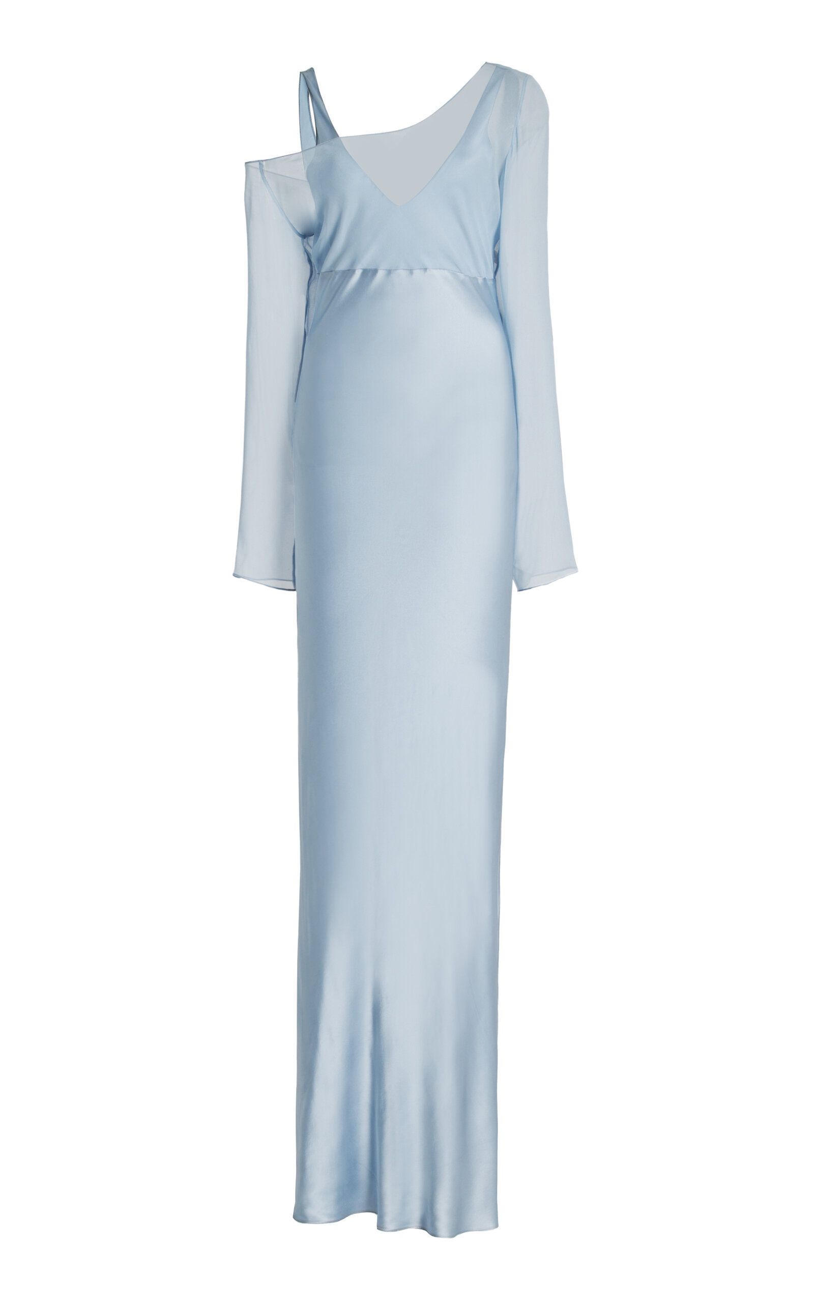 Beare Park Layered Asymmetric Silk Maxi Dress In Blue