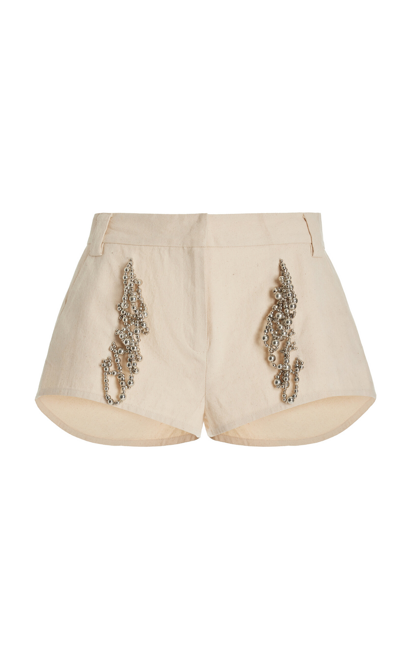 Rider Bead-Embellished Cotton Shorts