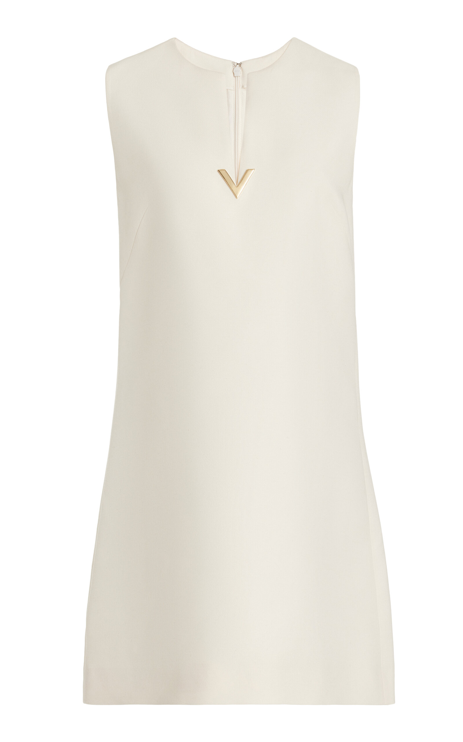 Valentino Garavani Sleeveless V-Logo Crepe Couture Mini Dress 