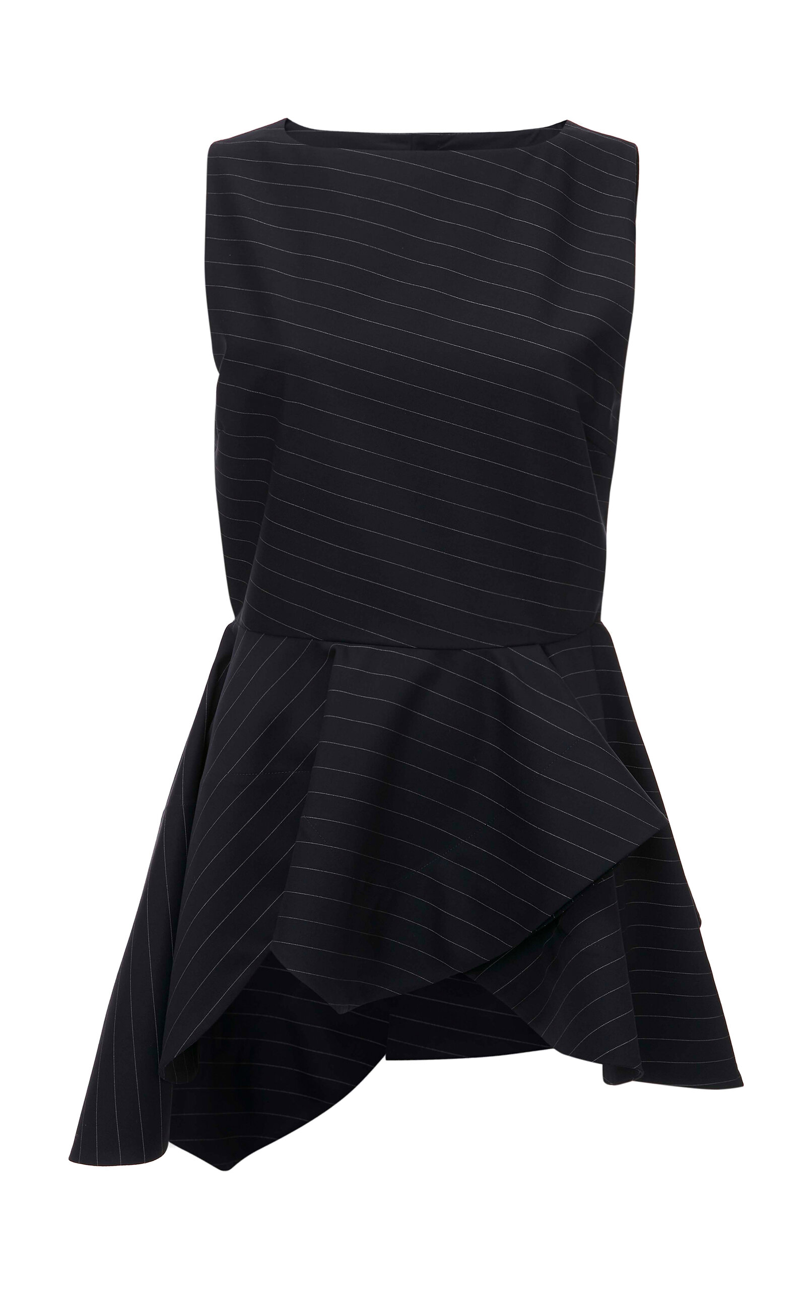 Jw Anderson Sleeveless Wool-blend Peplum Top In Navy