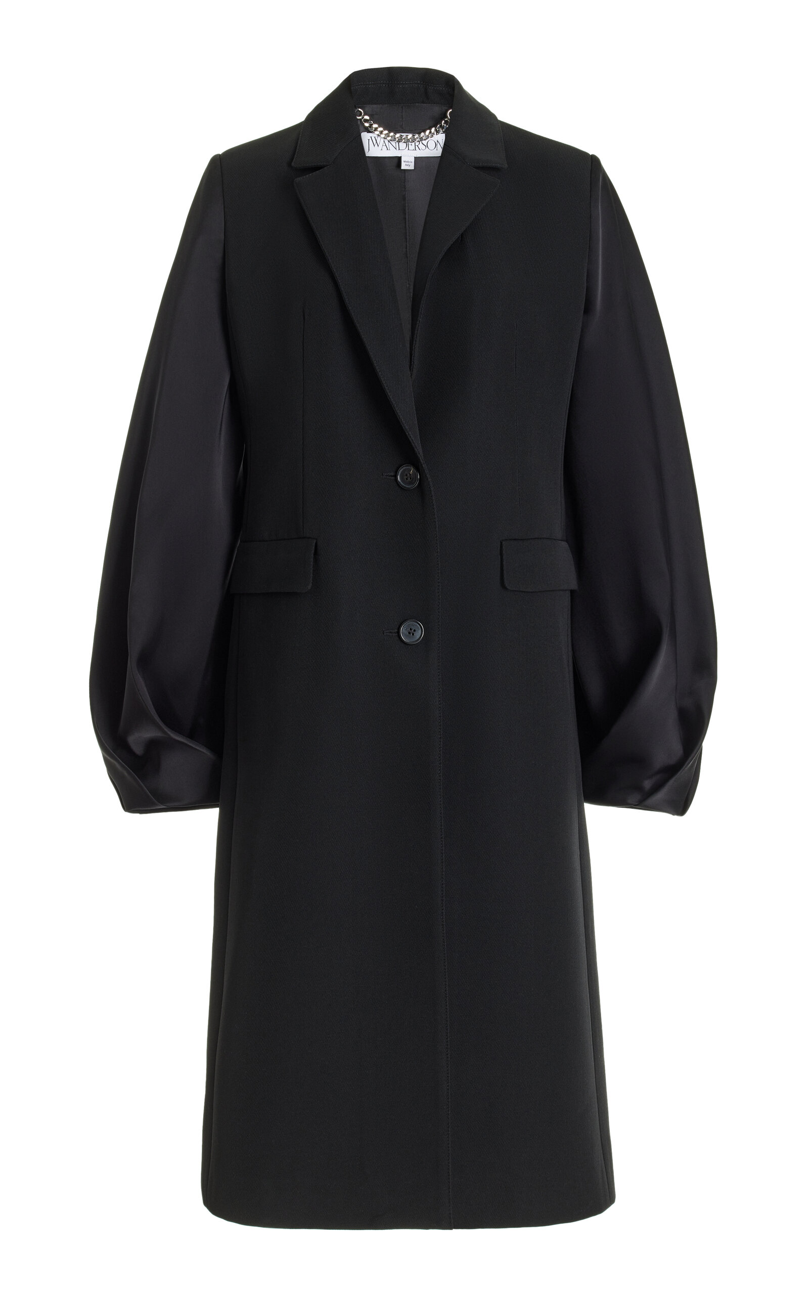 Shop Jw Anderson Balloon-sleeve Wool Coat In Black