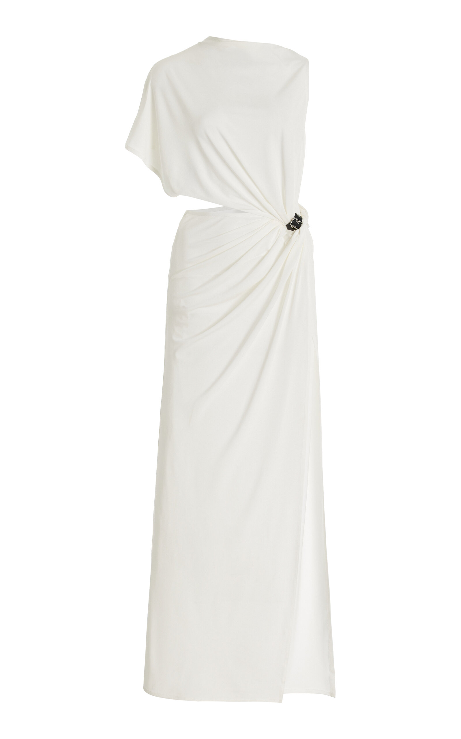 Courrã¨ges Asymmetric Cutout Crepe Jersey Maxi Dress In White