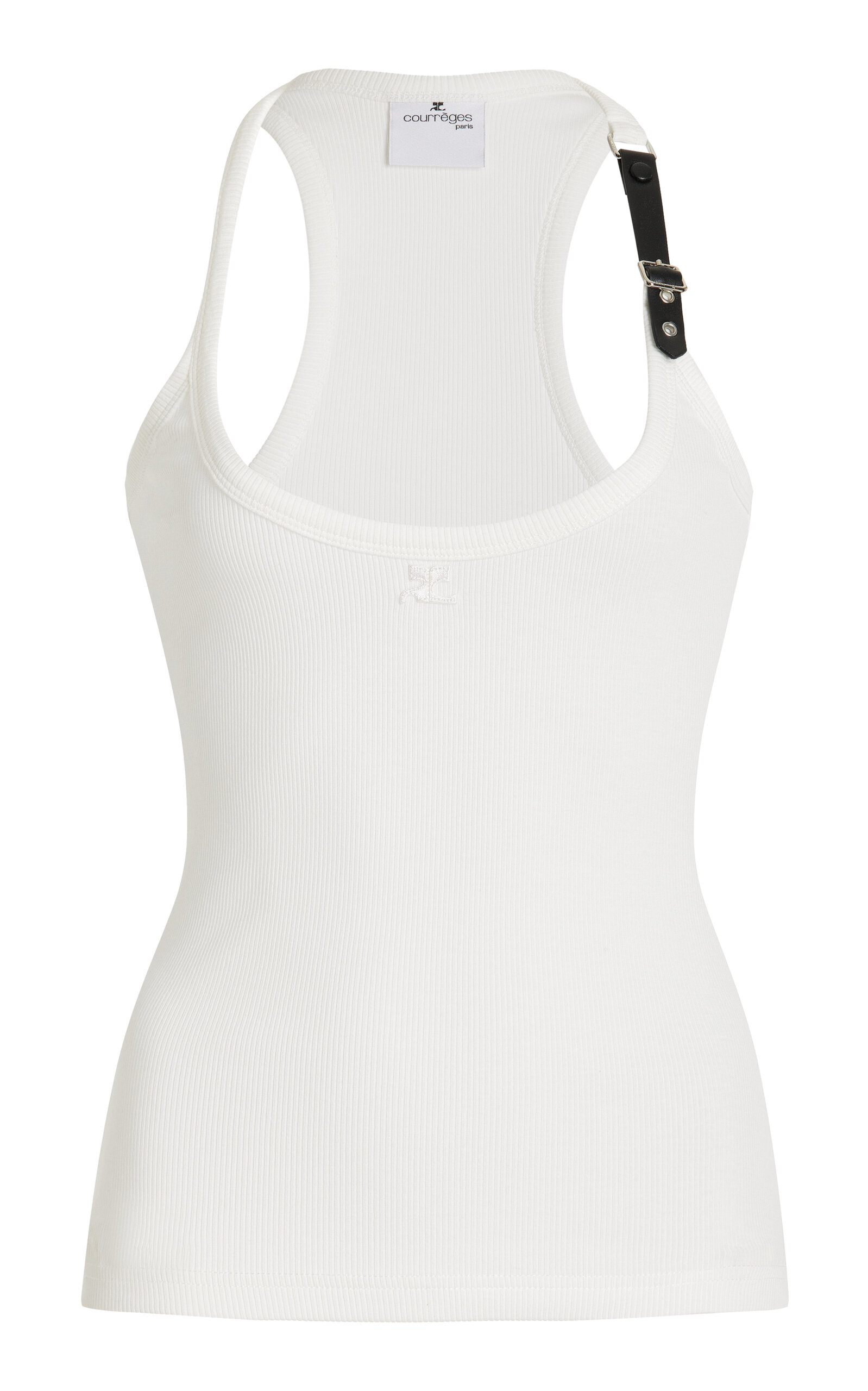 Courrã¨ges Holistic 90's Buckle-detailed Cotton Tank Top In White