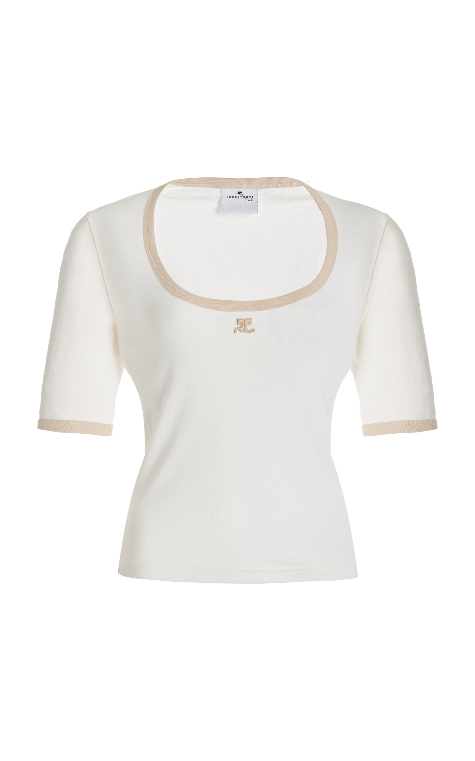 Courrèges Holistic Contrast-trimmed Cotton Top In White