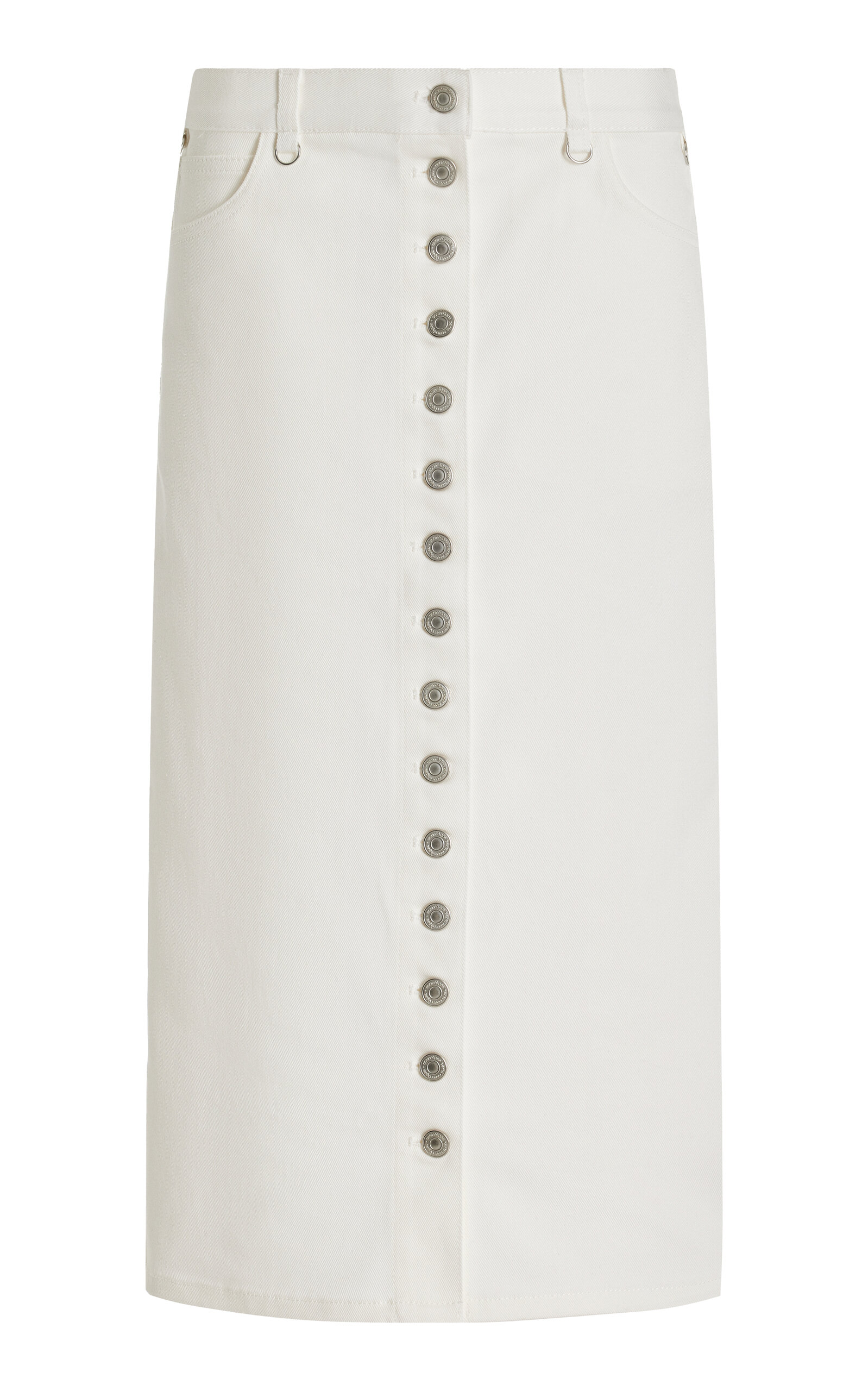 Courrã¨ges Multiflex Denim Midi Skirt In White