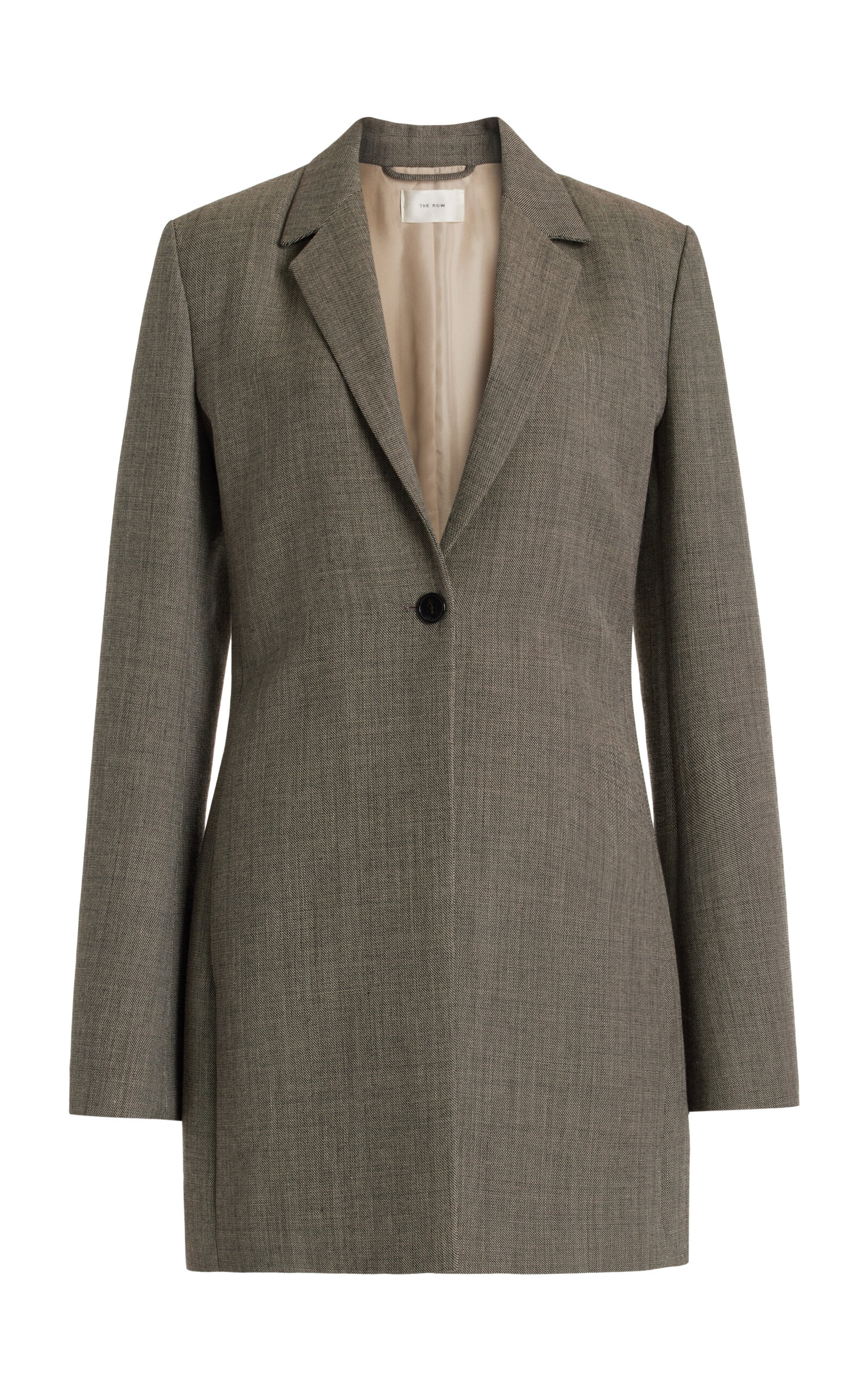 Shop The Row Enny Long Wool-blend Single-breasted Blazer In Grey