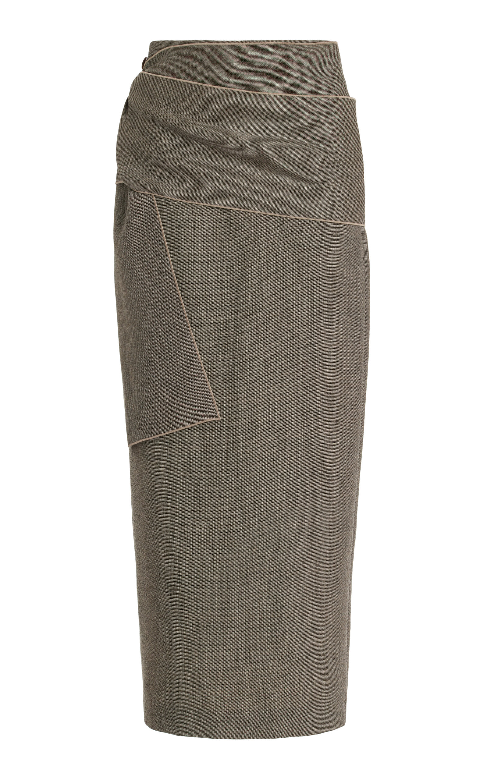 Shop The Row Laz Wrapped Wool-blend Maxi Pencil Skirt In Grey