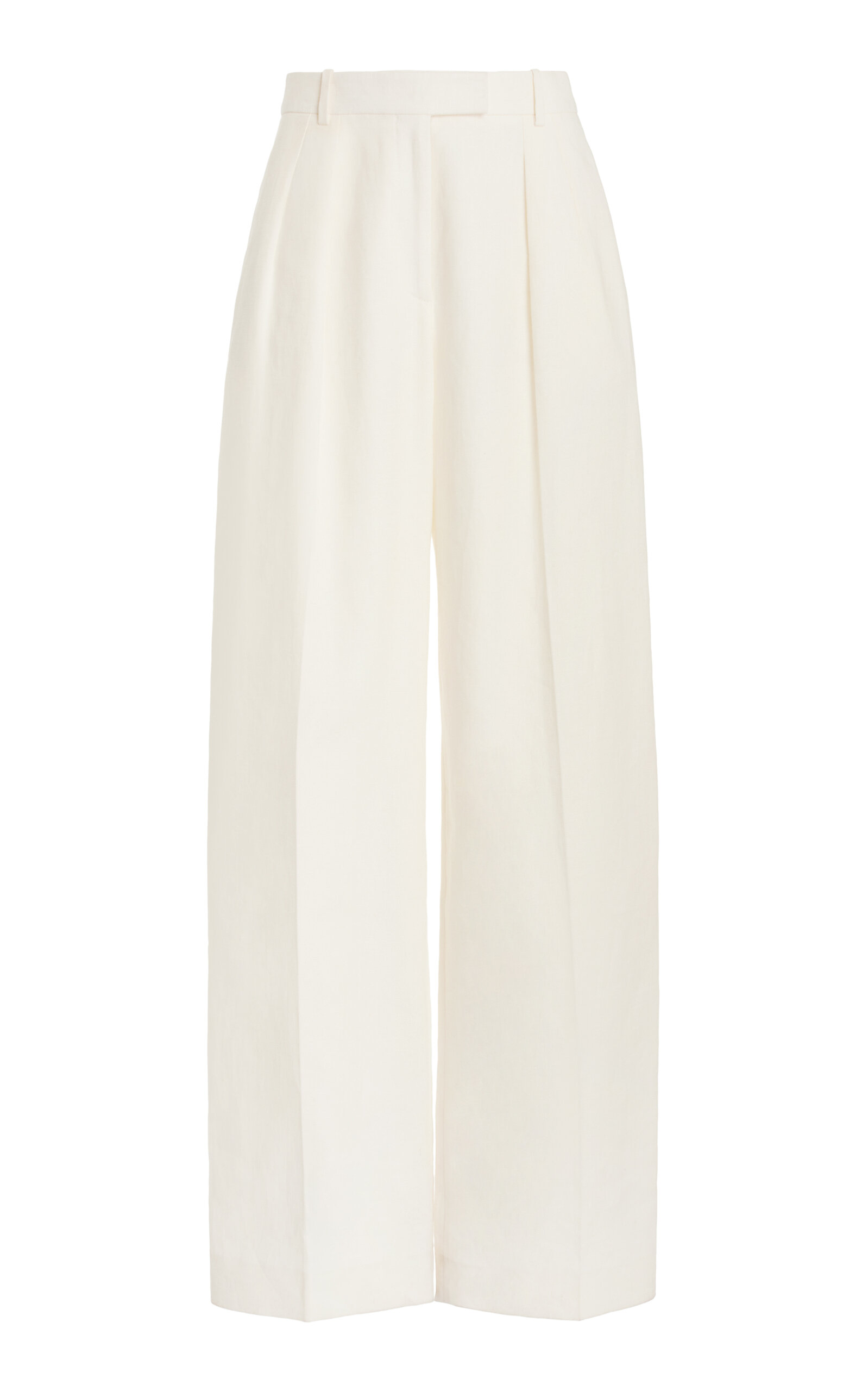 Shop The Row Antone Pleated Linen Wide-leg Pants In White