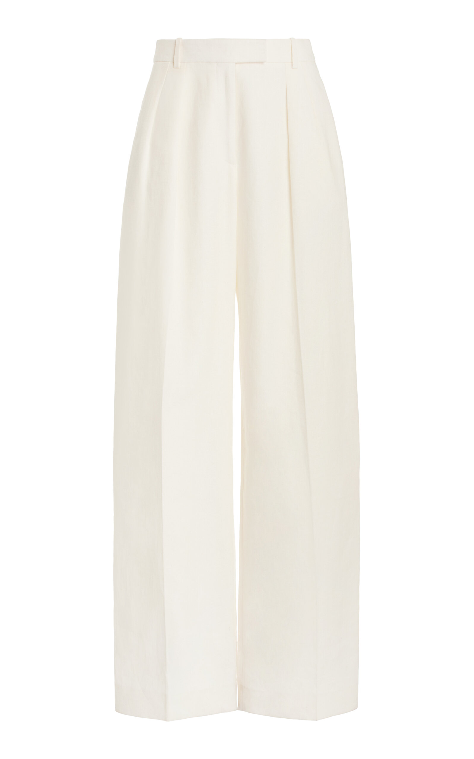 THE ROW ANTONE PLEATED LINEN WIDE-LEG PANTS