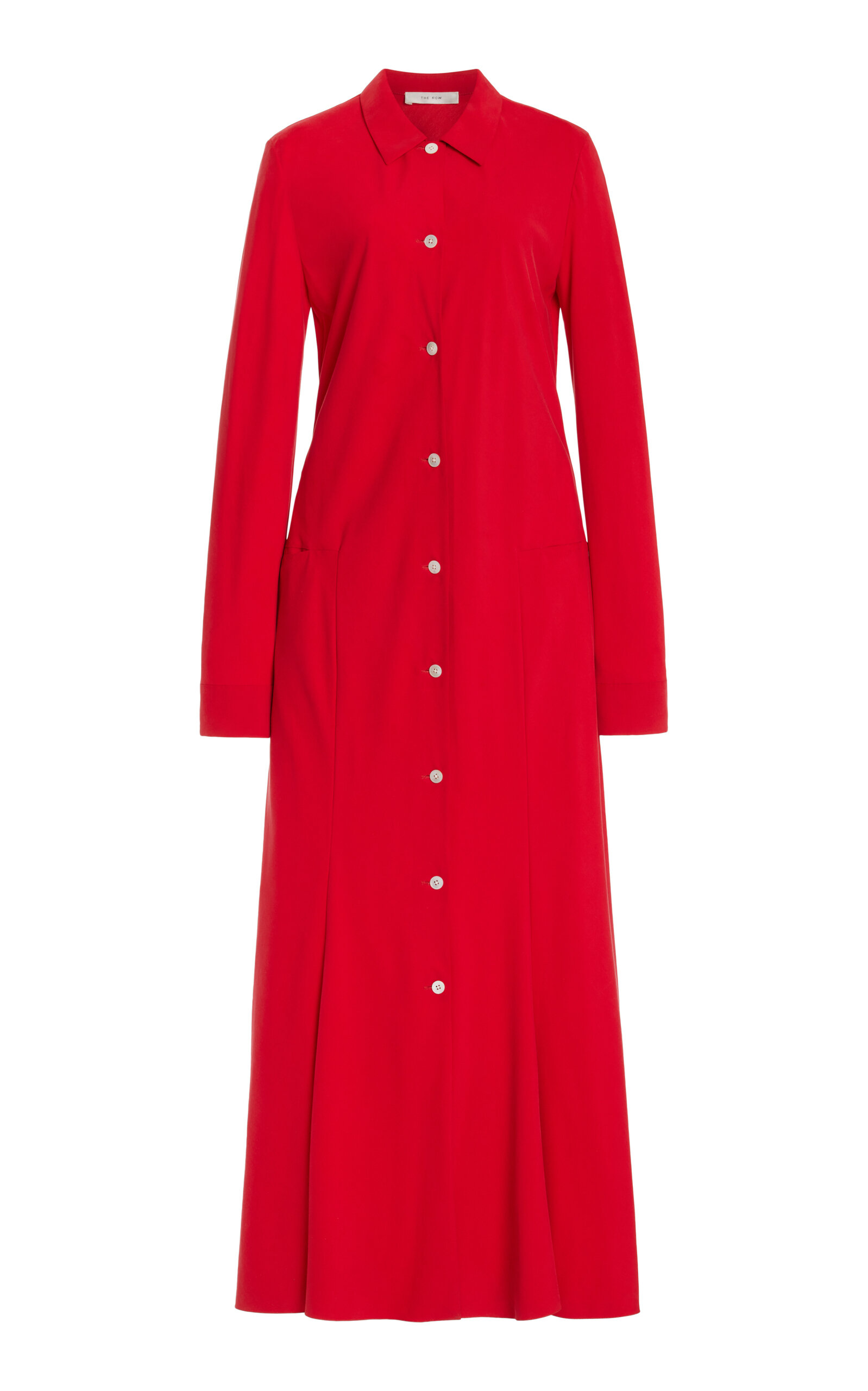 The Row - Myra Button-Down Silk Crepe Maxi Dress - Red - US 4 - Moda Operandi