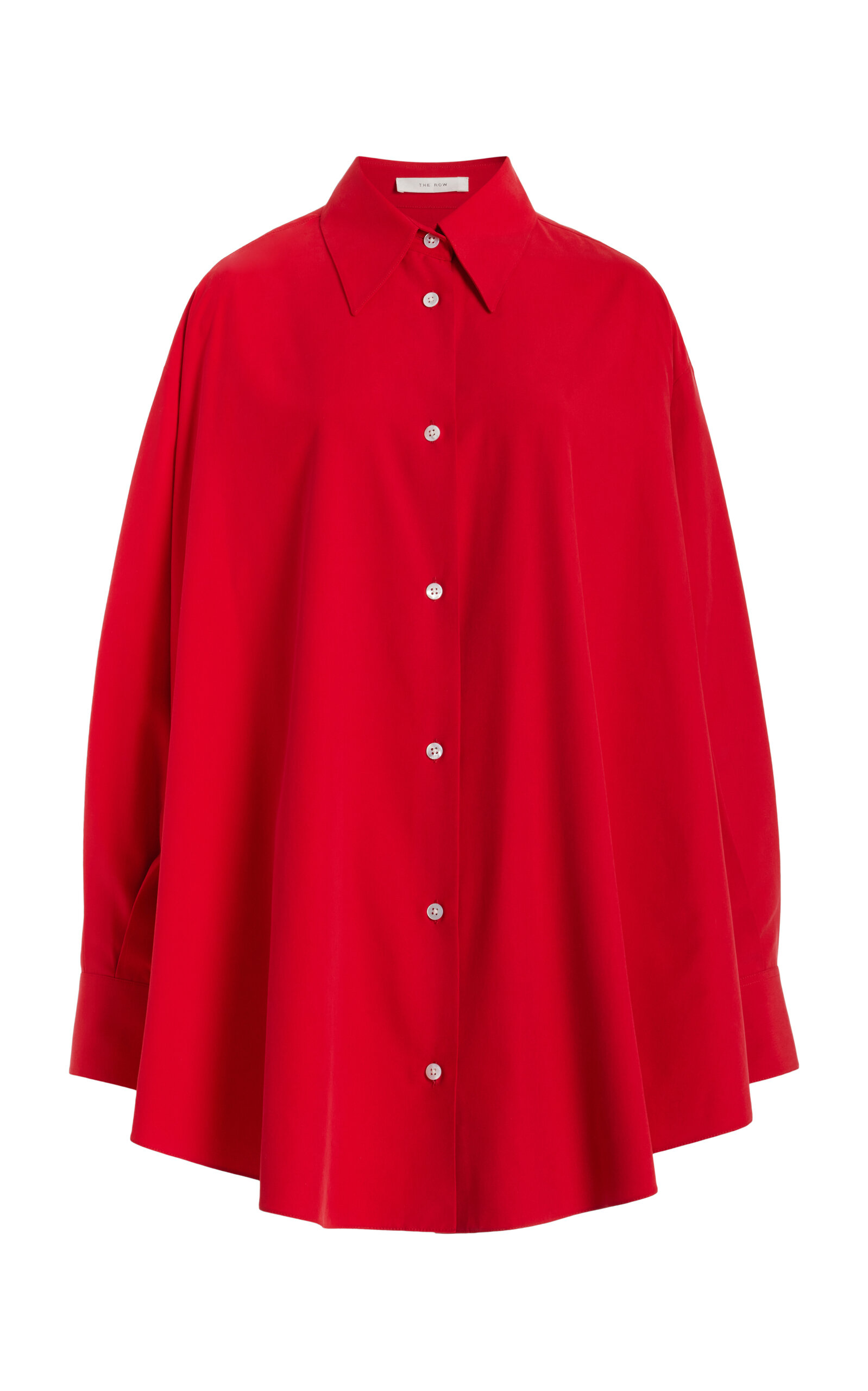 The Row Andra Oversized Silk Shirt In Red