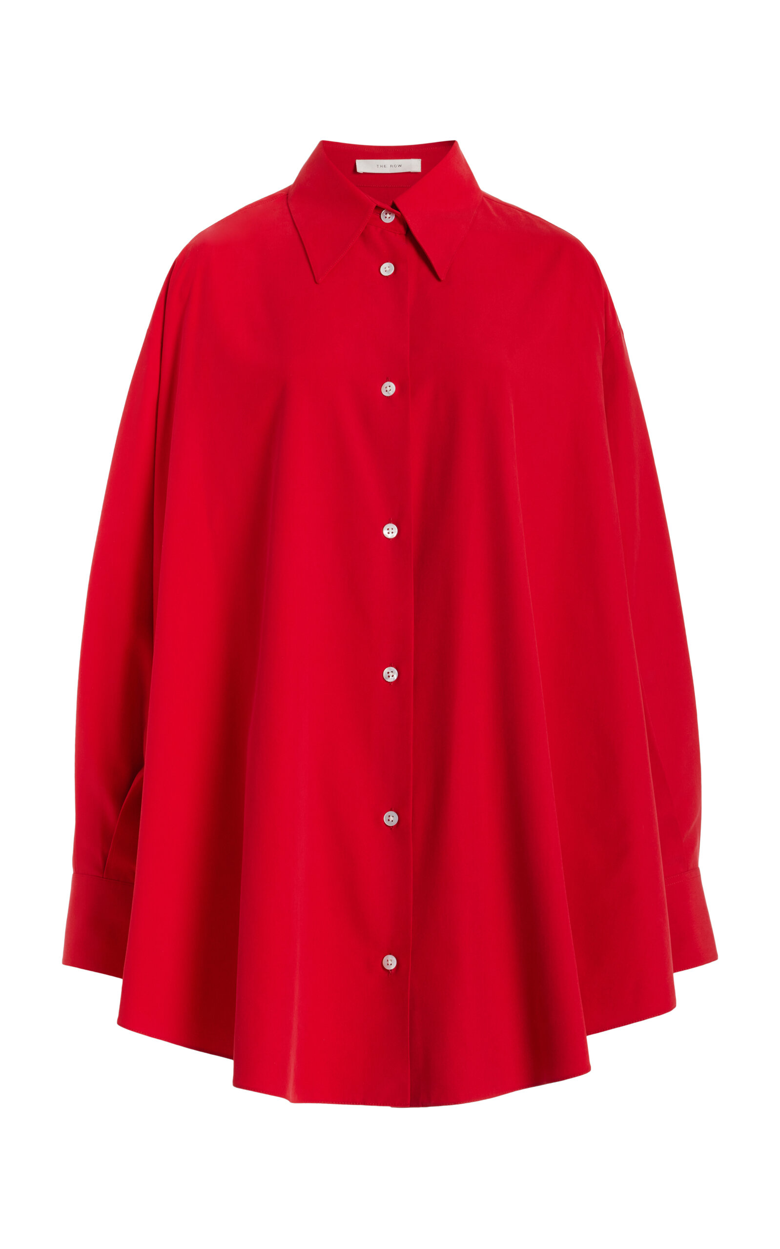 Shop The Row Andra Oversized Silk Shirt In Red