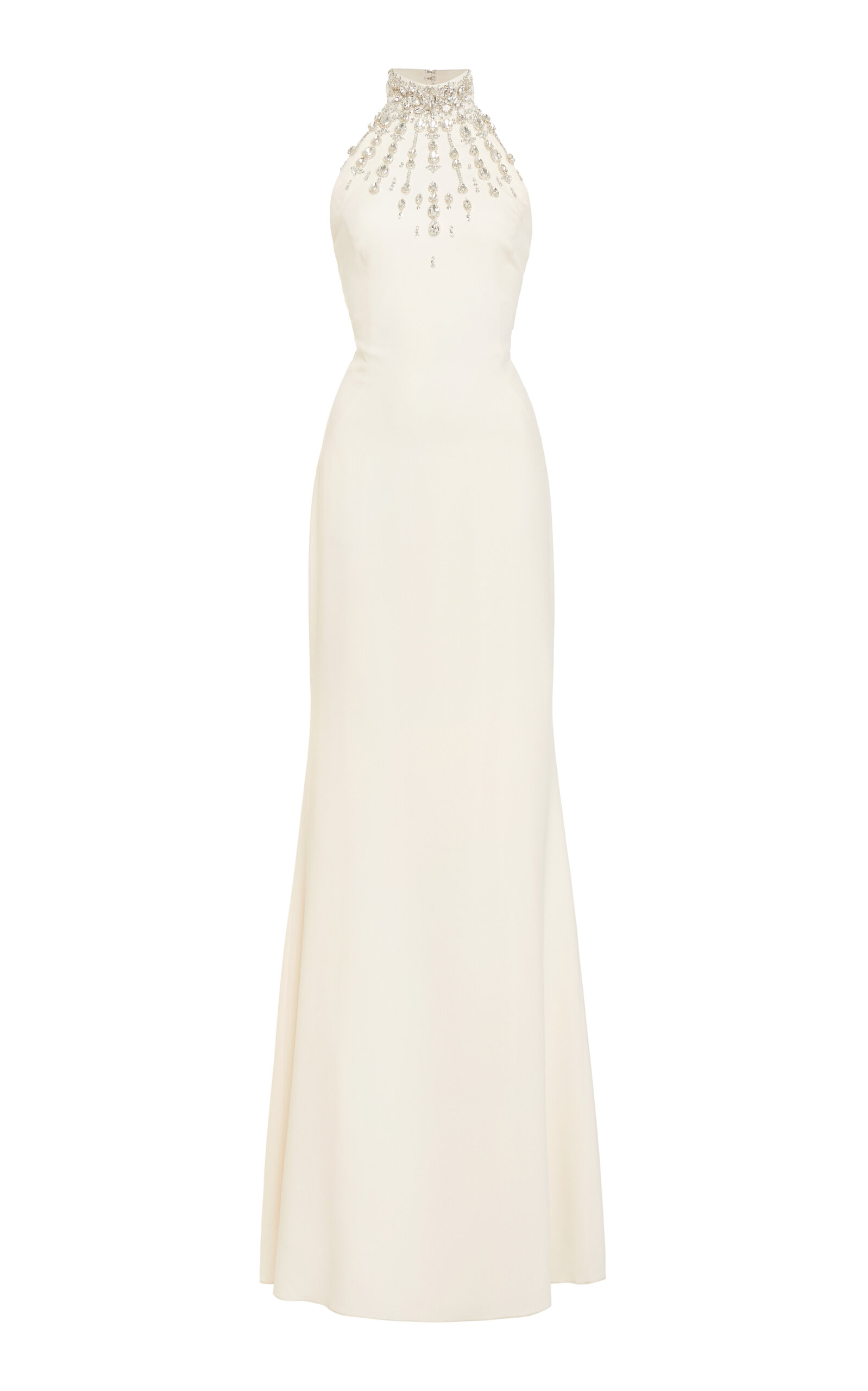 Zuhair Murad Crystal-Embellished Cady Halter Maxi Dress - White