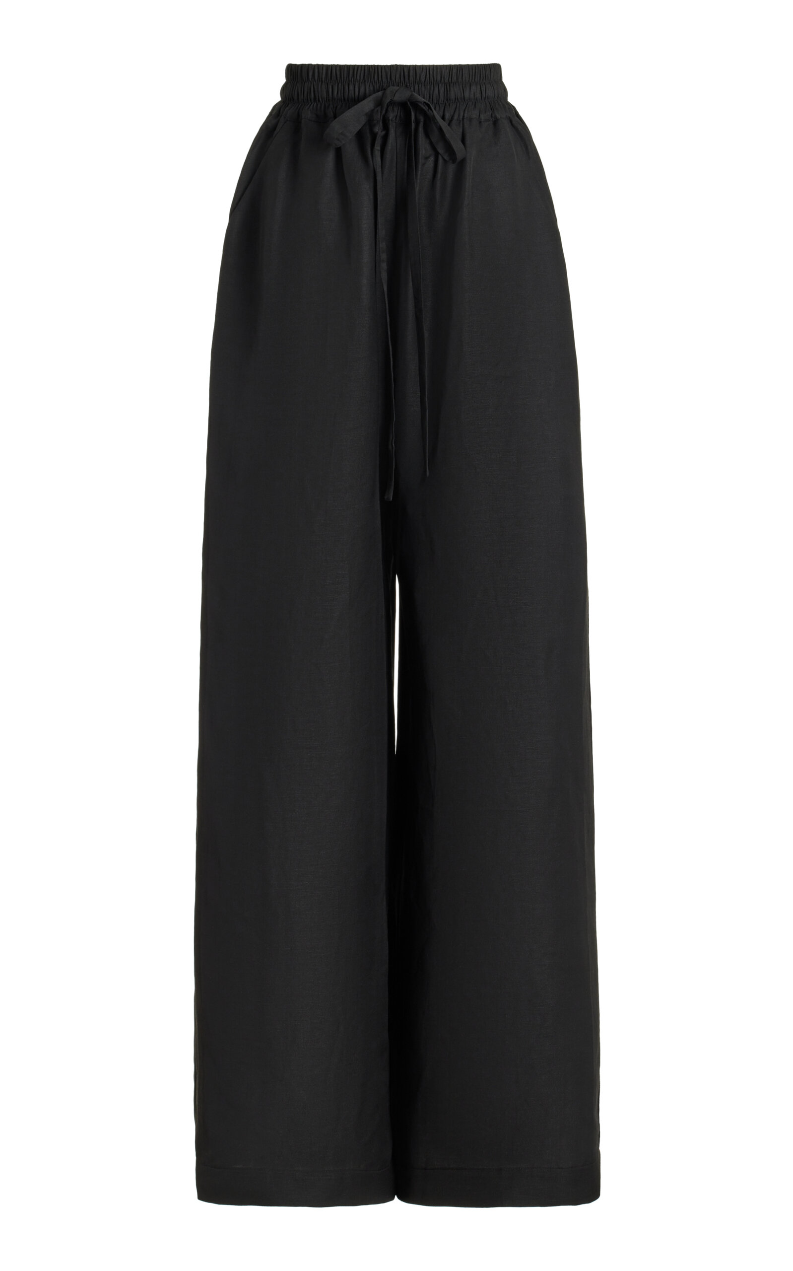 Shop Bondi Born Bormio Linen-blend Pants In Black