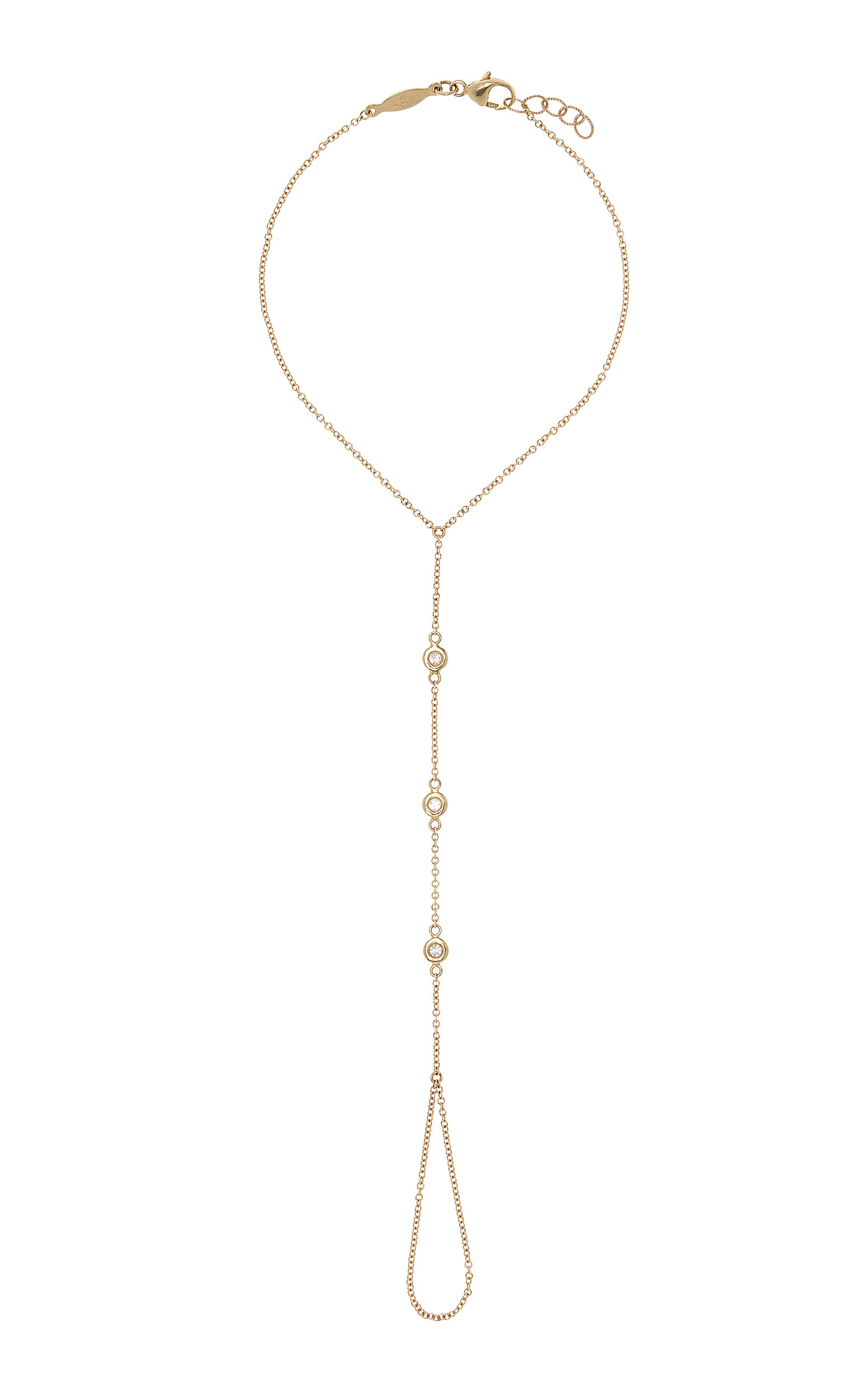 Spaced Out 14K Yellow Gold Diamond Hand Chain